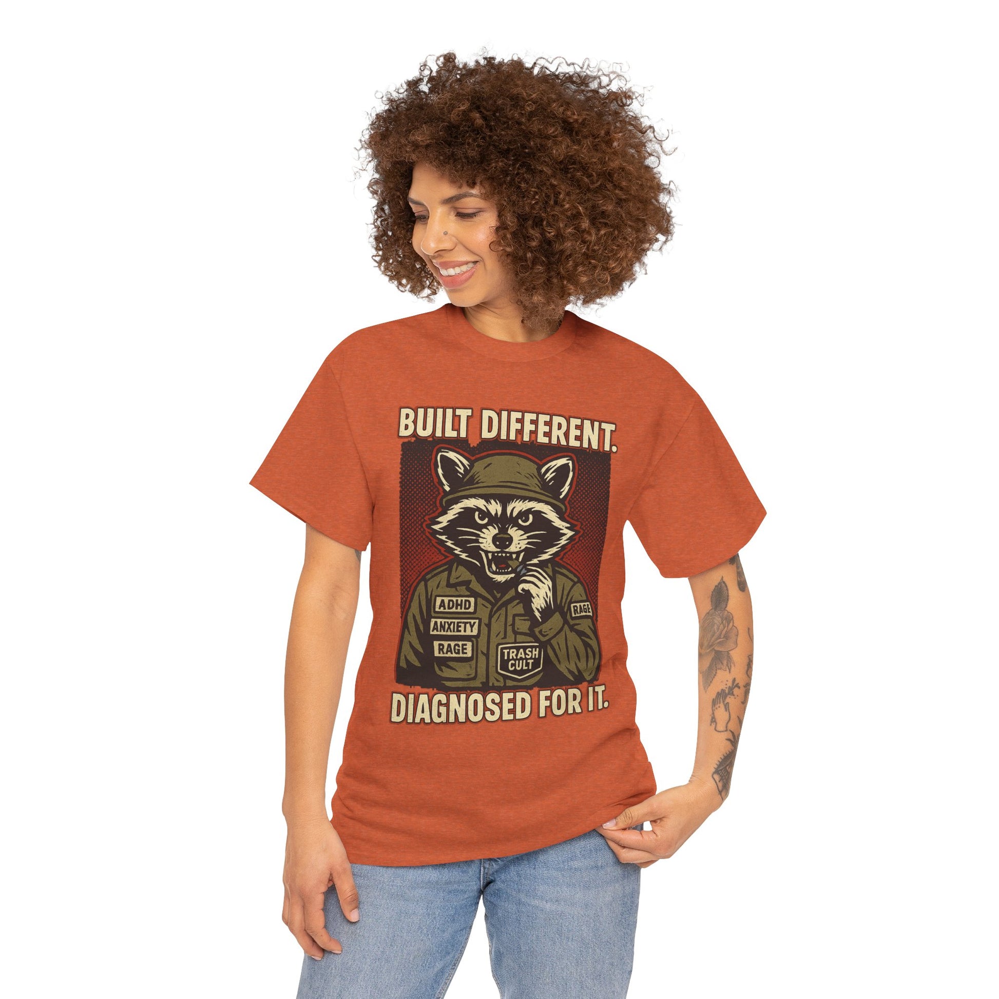 Built Different Diagnosed For It Military Raccoon Shirt – Gildan 5000