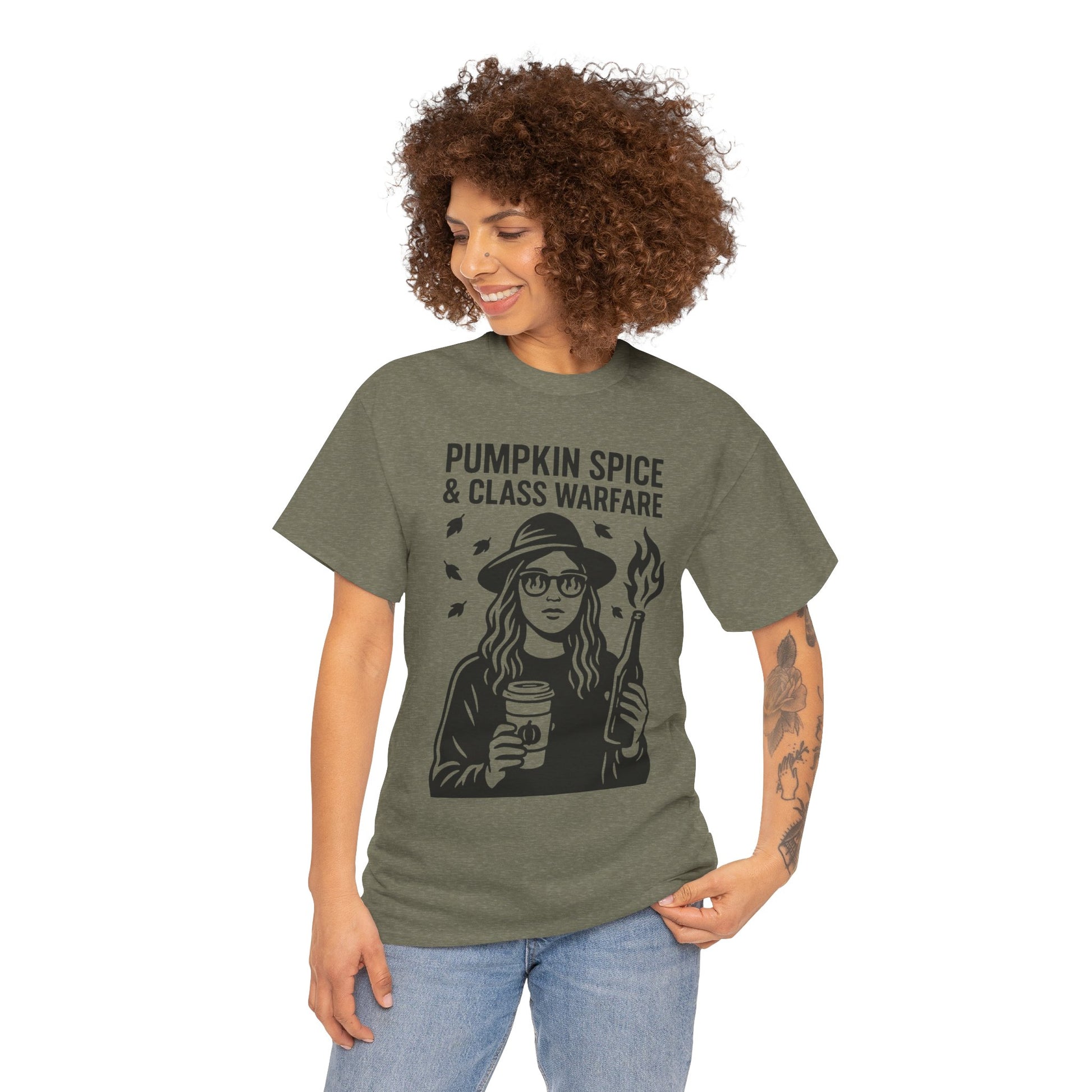 Pumpkin Spice & Class Warfare Shirt – Fall Riot Girl Graphic Tee – Fall of Humanity Collection – Trash Cult Supply Co.