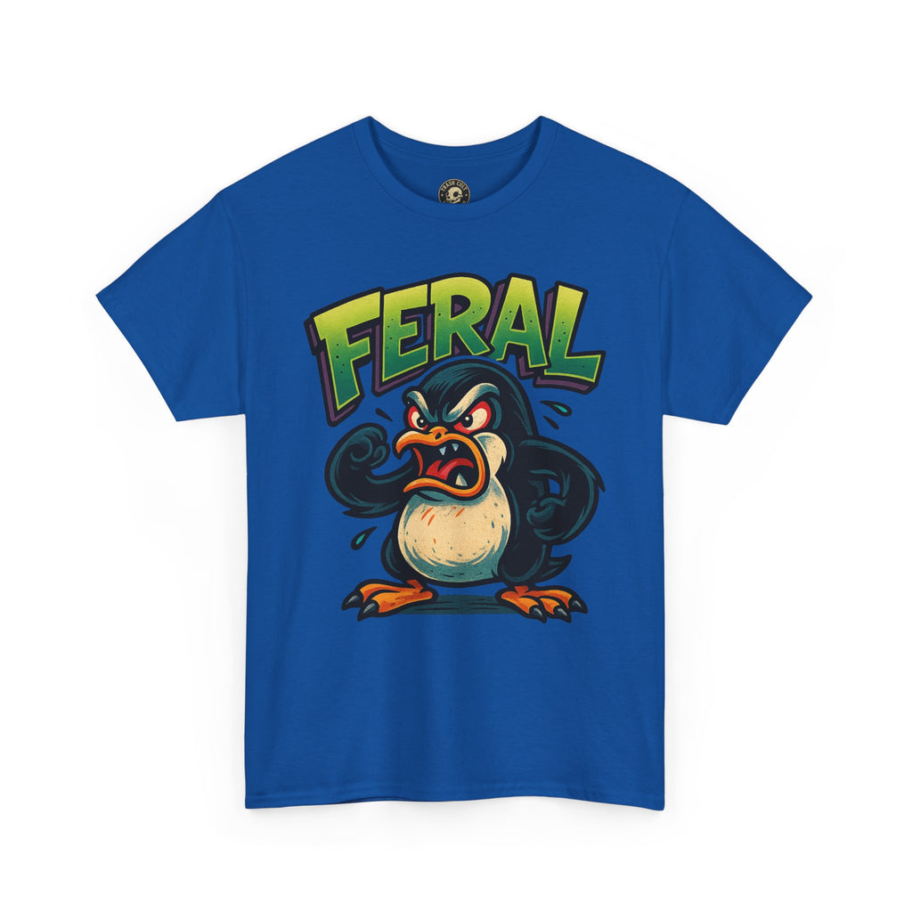 Feral Penguin T-Shirt – Funny Unisex Cotton Tee | Bold Animal Graphic Shirt, Quirky Gift Idea