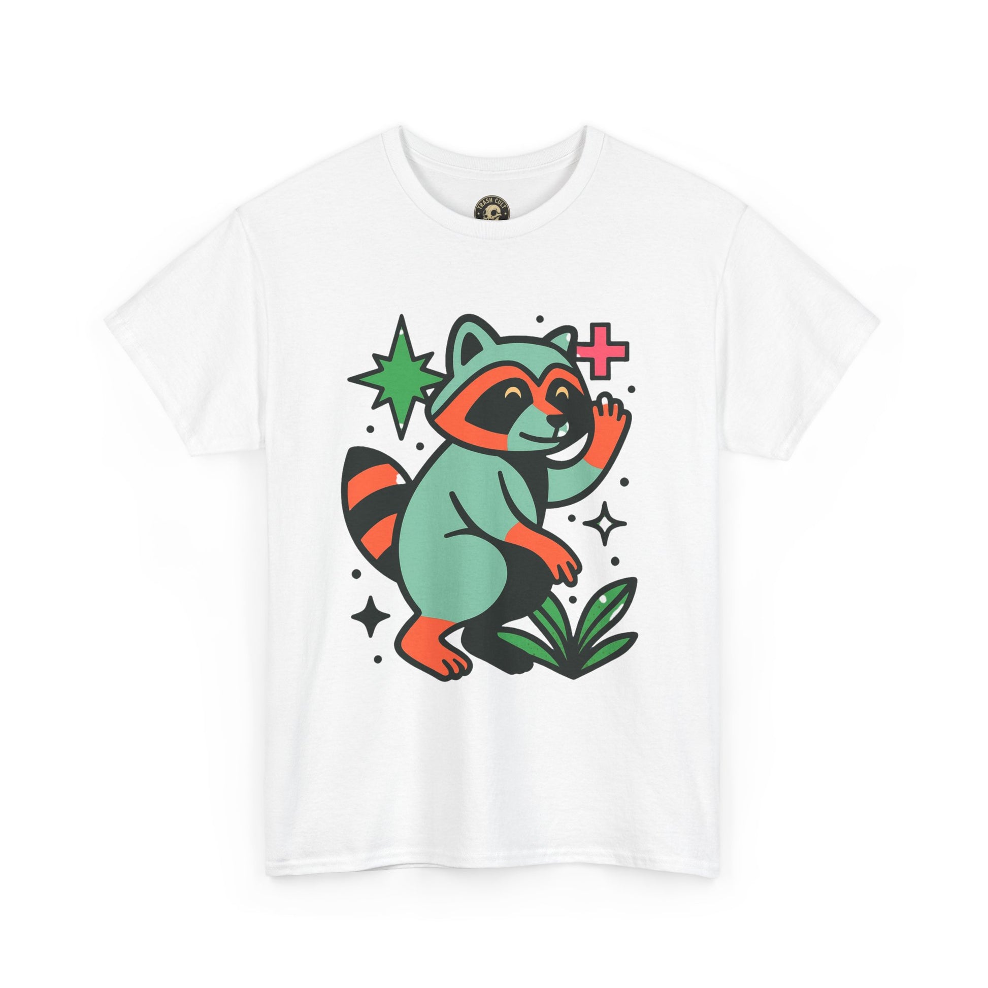 Playful Raccoon Unisex Heavy Cotton Tee | Cute Animal Shirt for Nature Lovers, Graphic Tee, Gift for Kids, Casual Wear, Eco-Friendly