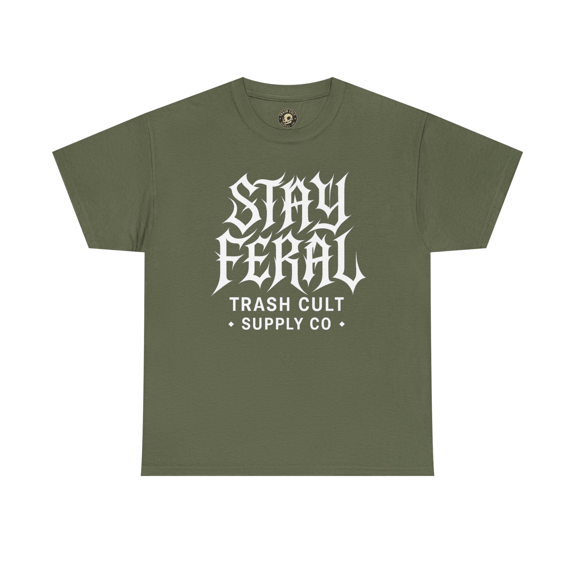 Unisex Heavy Cotton Tee - Stay Feral Graphic Tee, Streetwear Shirt, Gift for Wild Spirits, Eco-Friendly Casualwear, Summer Fashion