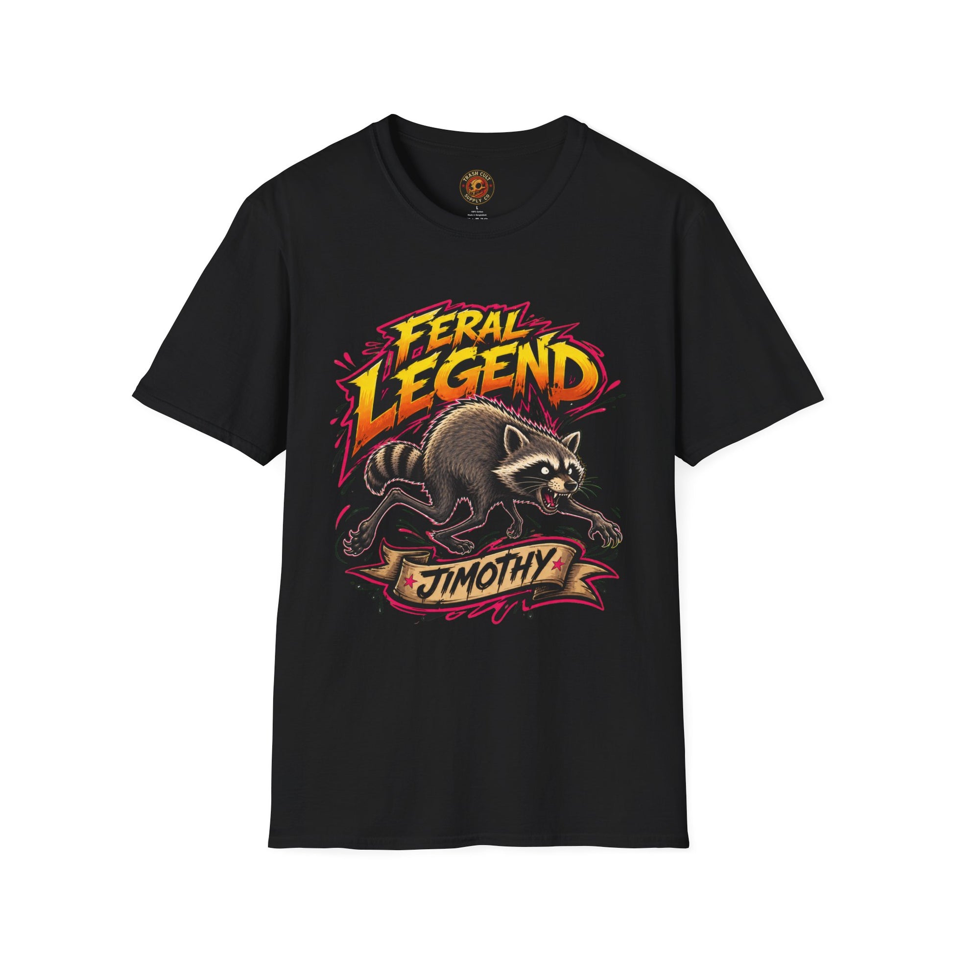 Feral Legend Raccoon Jimothy T-Shirt — Bold Graphic Tee