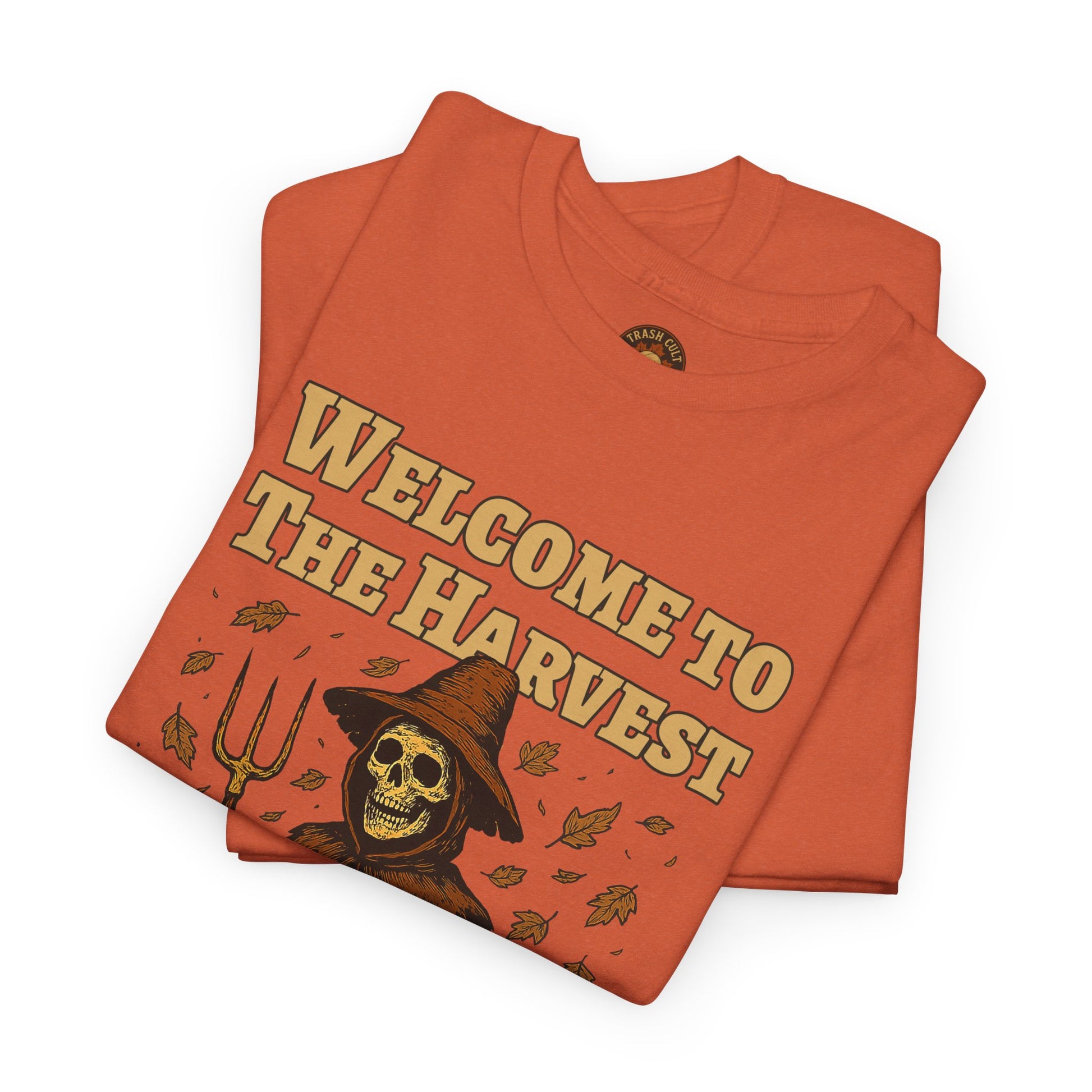 Eat the Rich Shirt – Welcome to the Harvest Skeleton Scarecrow Tee – Fall of Humanity Collection – Trash Cult Supply Co.