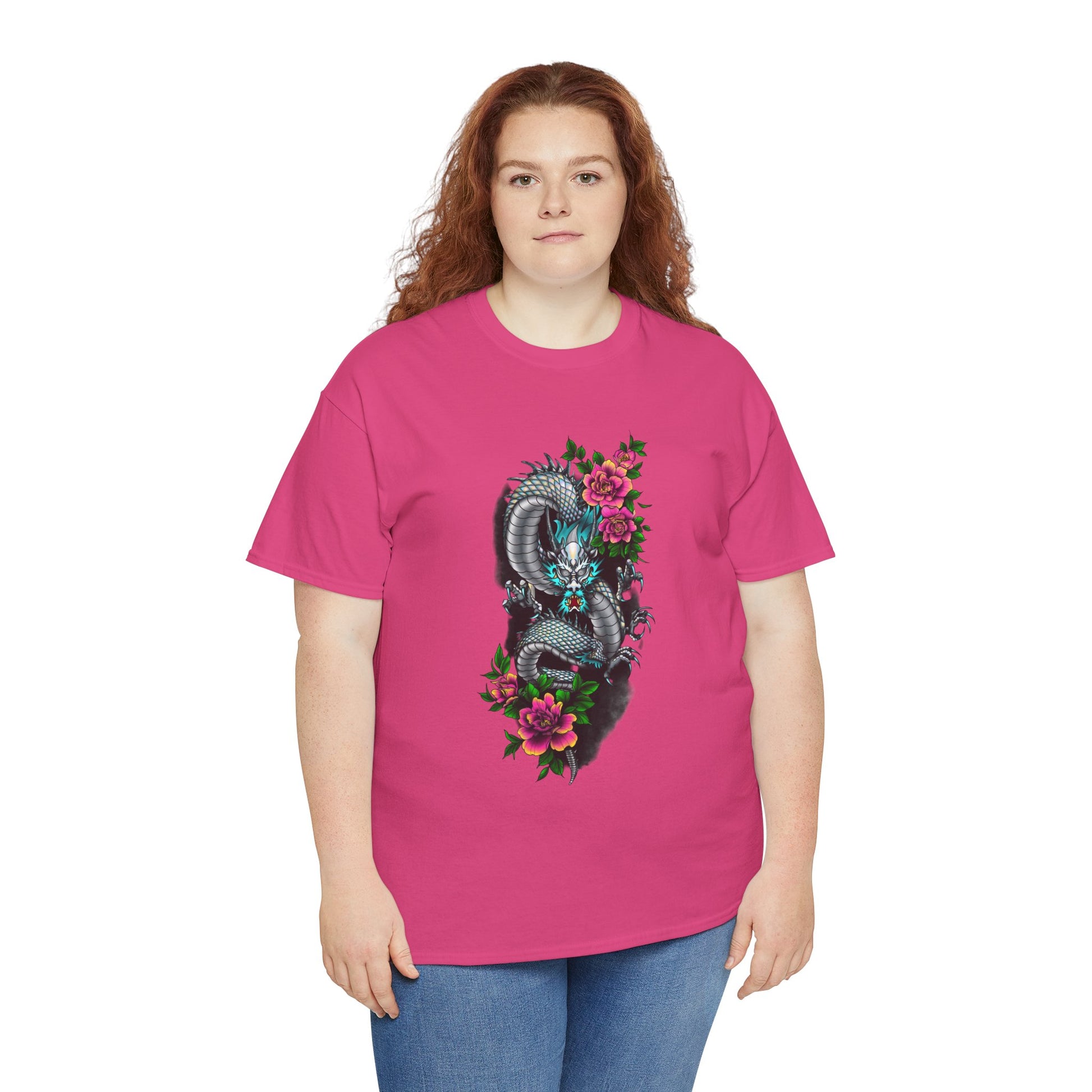 Mythic Dragon & Peonies Tattoo T-Shirt – Lara Davenport x Trash Cult Supply Co. Collab (Gildan 5000)
