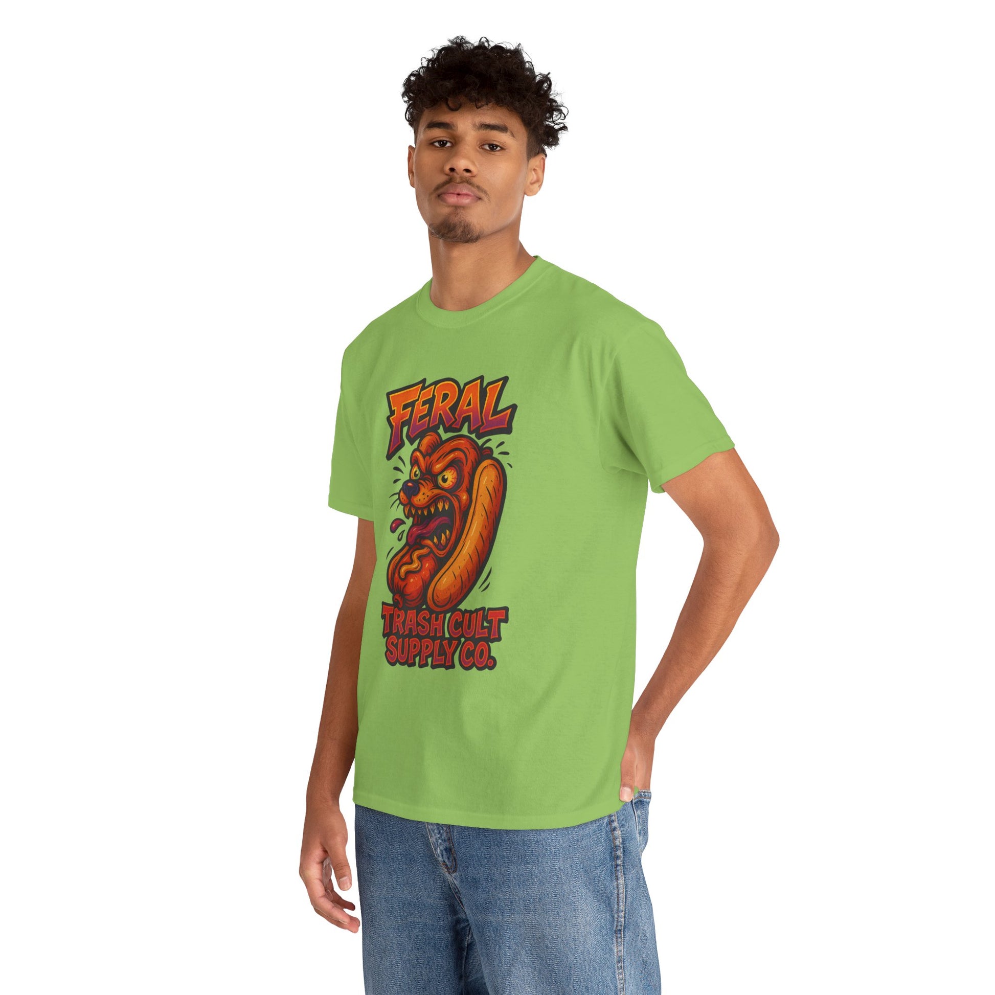 Feral Hot Dog Shirt – Bold Trashcore Art Tee | Trash Cult Supply Co | Gildan 5000 Unisex Fit