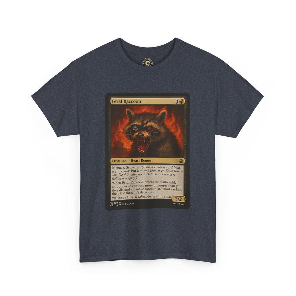Feral Raccoon Magic Card Shirt – MTG-Inspired Beast Rogue Tee, Trash Cult Creature Card, Gildan 5000 Unisex T-Shirt