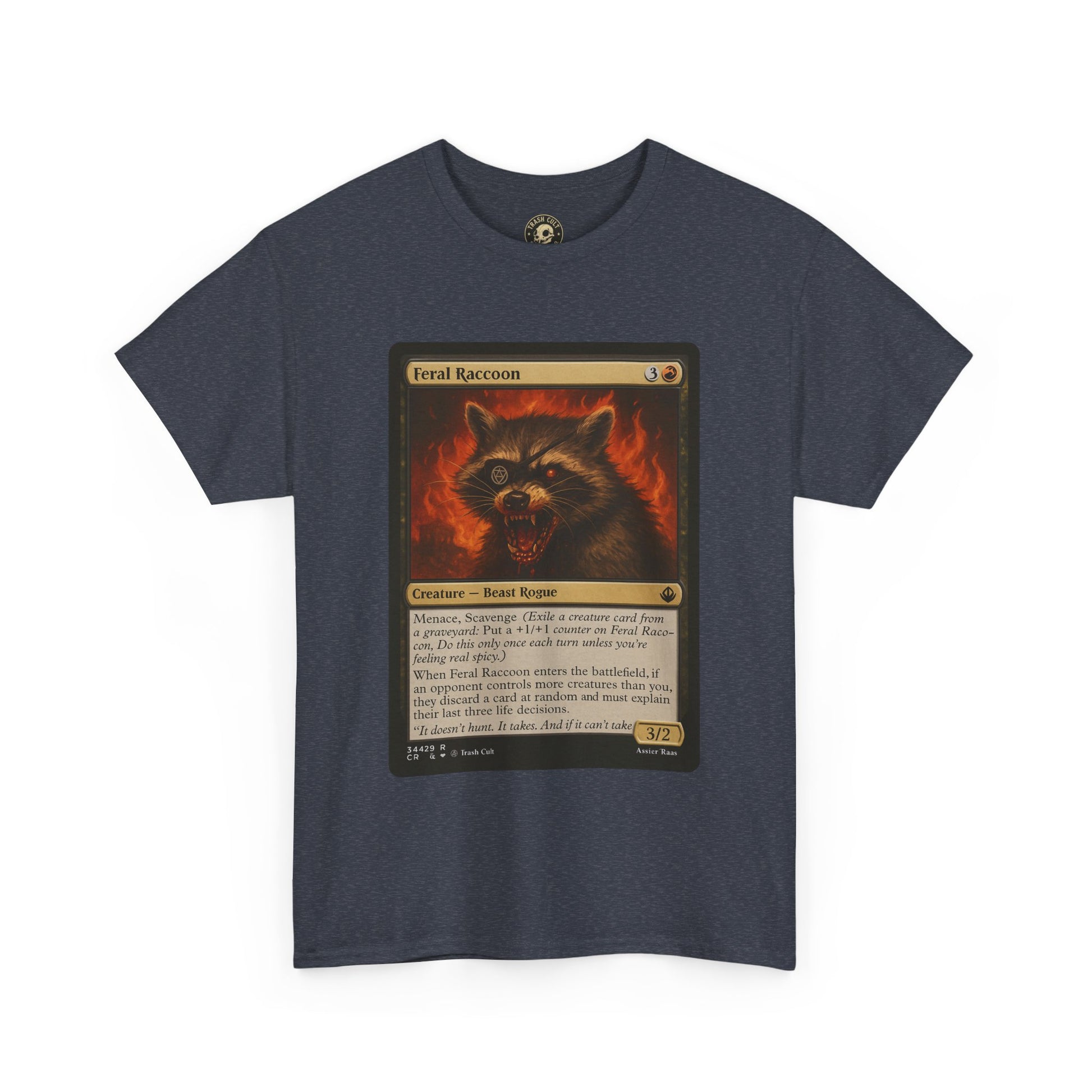 Feral Raccoon Magic Card Shirt – MTG-Inspired Beast Rogue Tee, Trash Cult Creature Card, Gildan 5000 Unisex T-Shirt