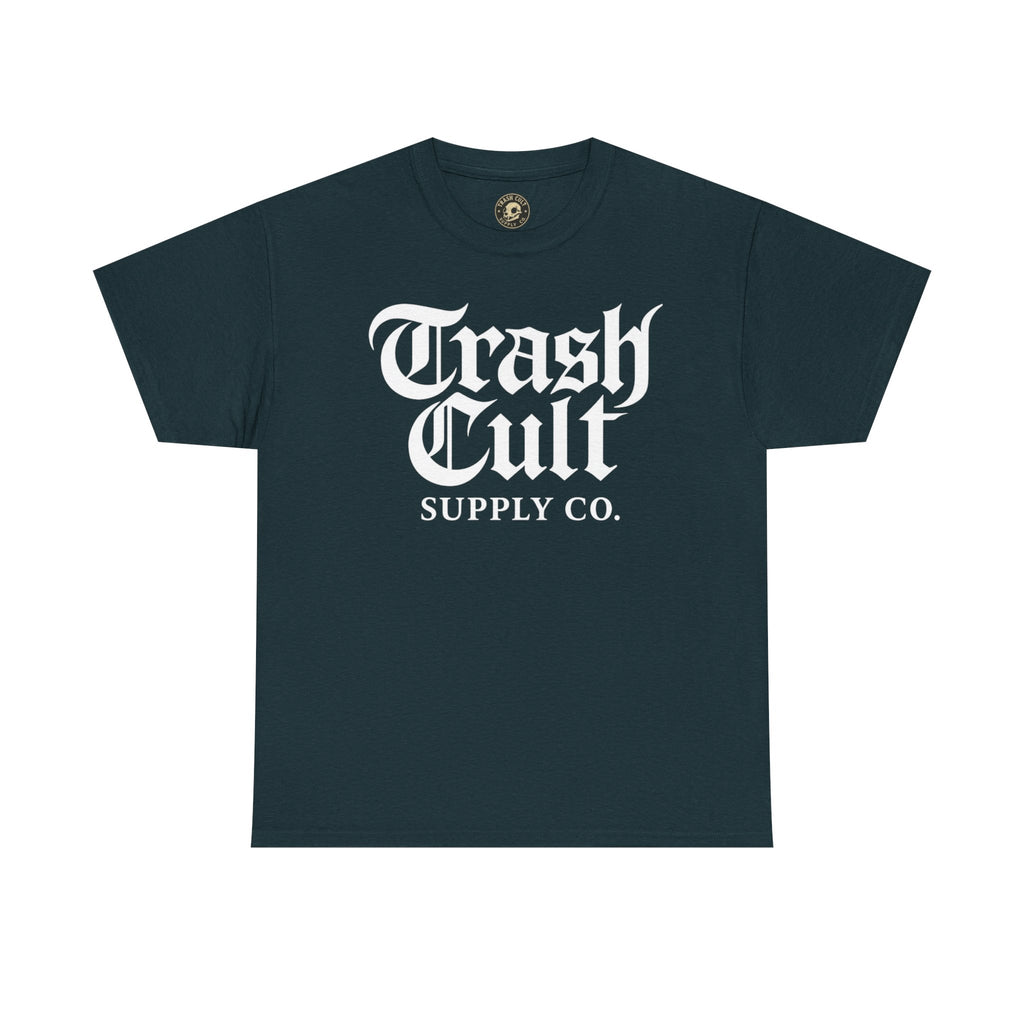 Trash Cult Gothic Logo Shirt – White Cyber Gothic Print on Gildan 5000