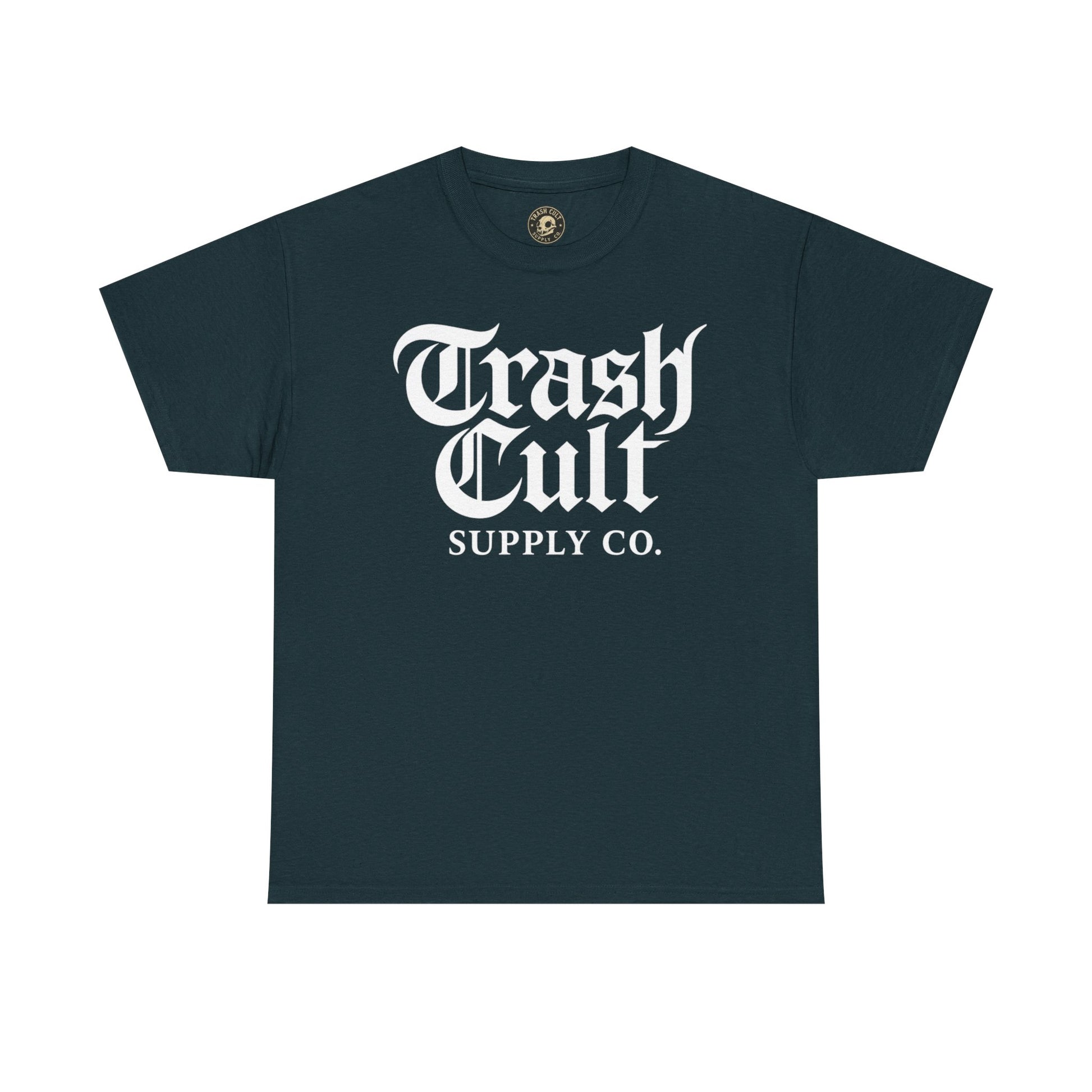 Trash Cult Gothic Logo Shirt – White Cyber Gothic Print on Gildan 5000