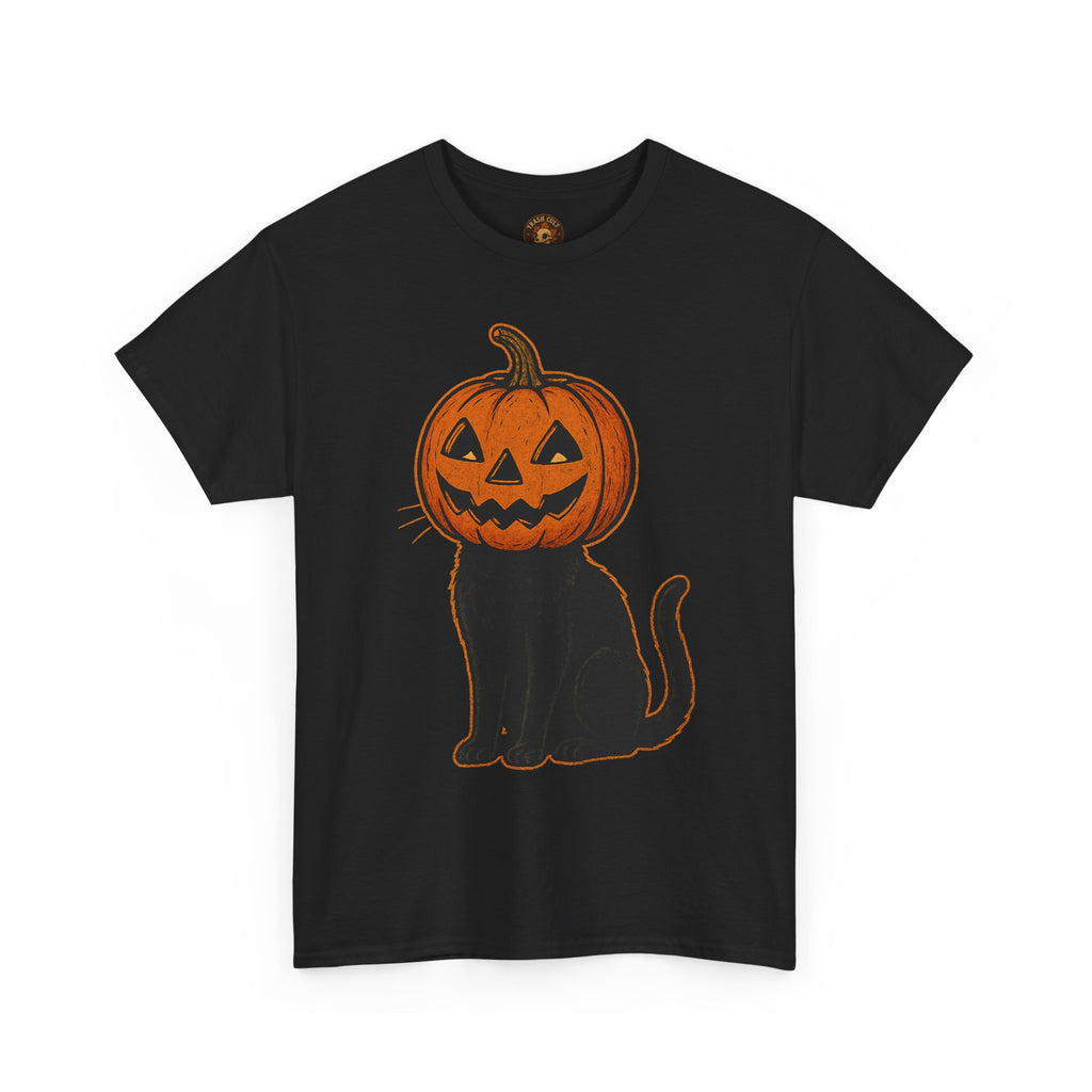 Black Cat Pumpkin Head Halloween T-Shirt – Jack O’Lantern Cat Design