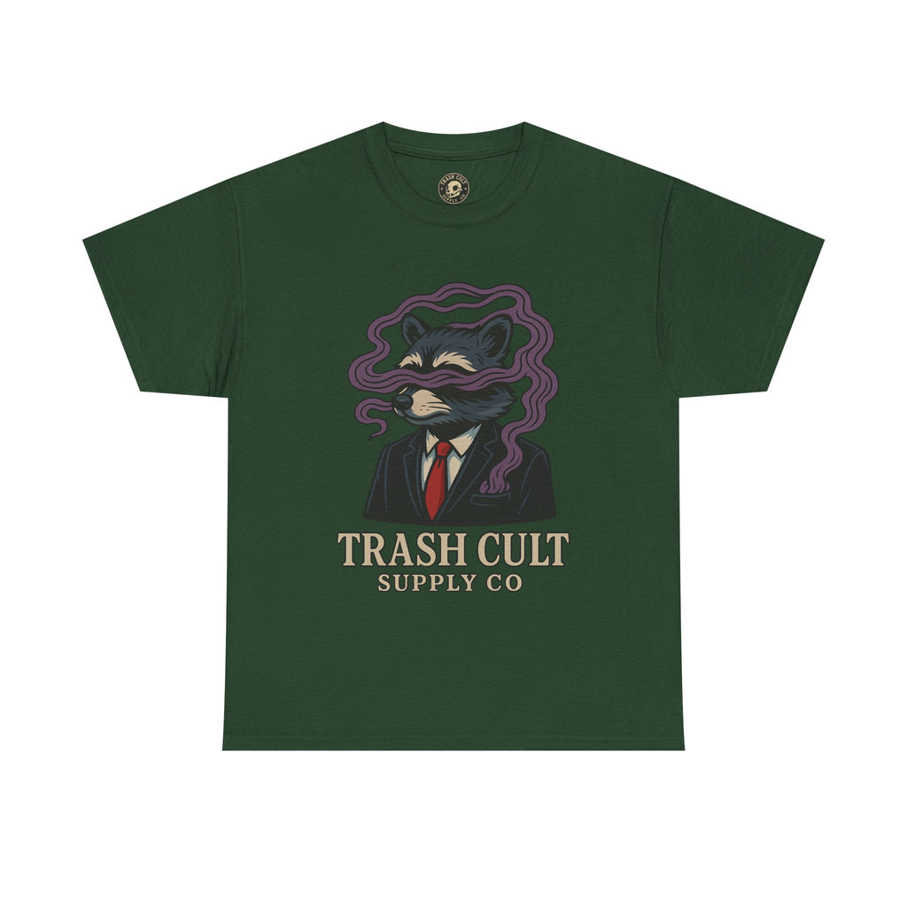 Suited Raccoon Smoke Design – Trash Cult Supply Co | Bold Graffiti Tattoo Tee