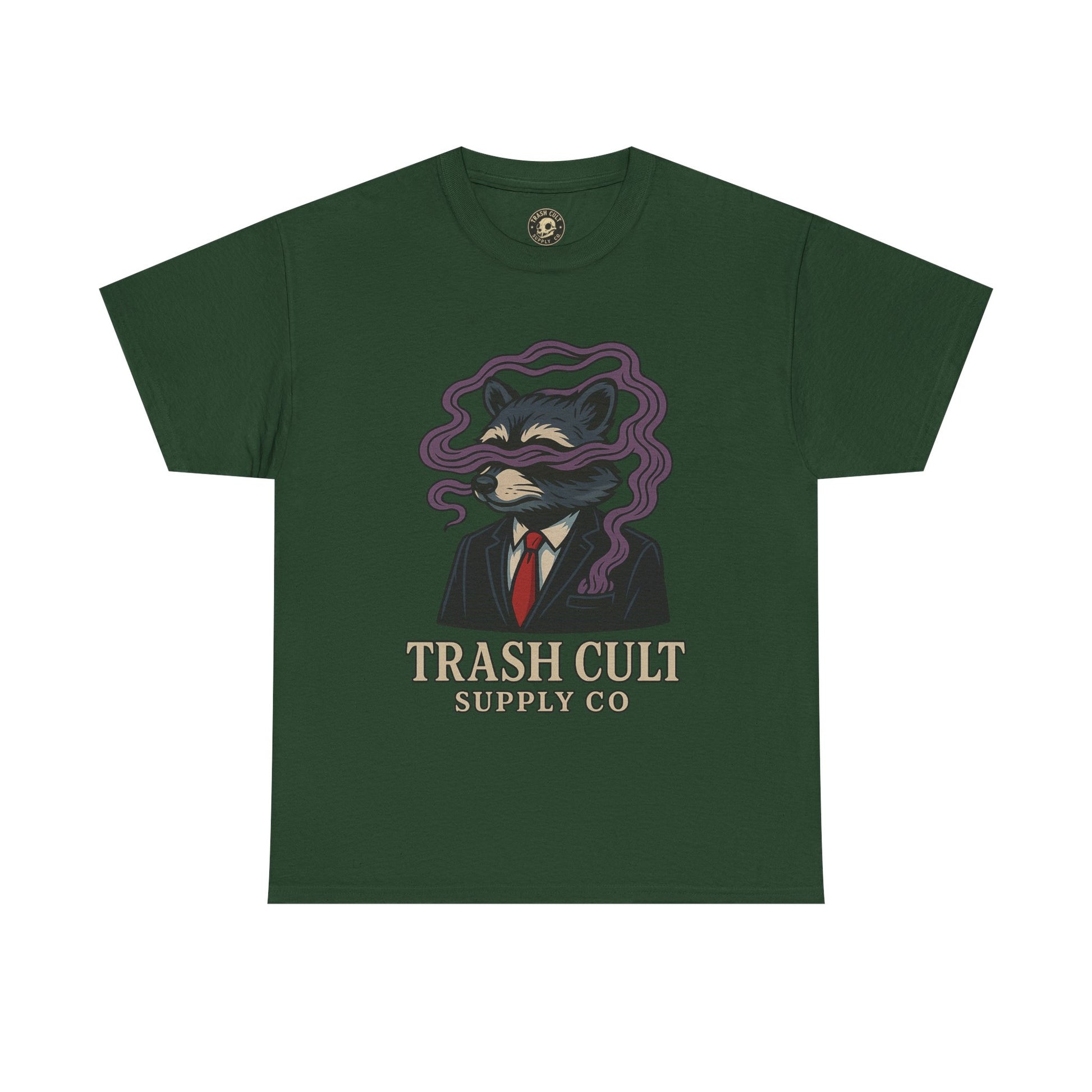Suited Raccoon Smoke Design – Trash Cult Supply Co | Bold Graffiti Tattoo Tee