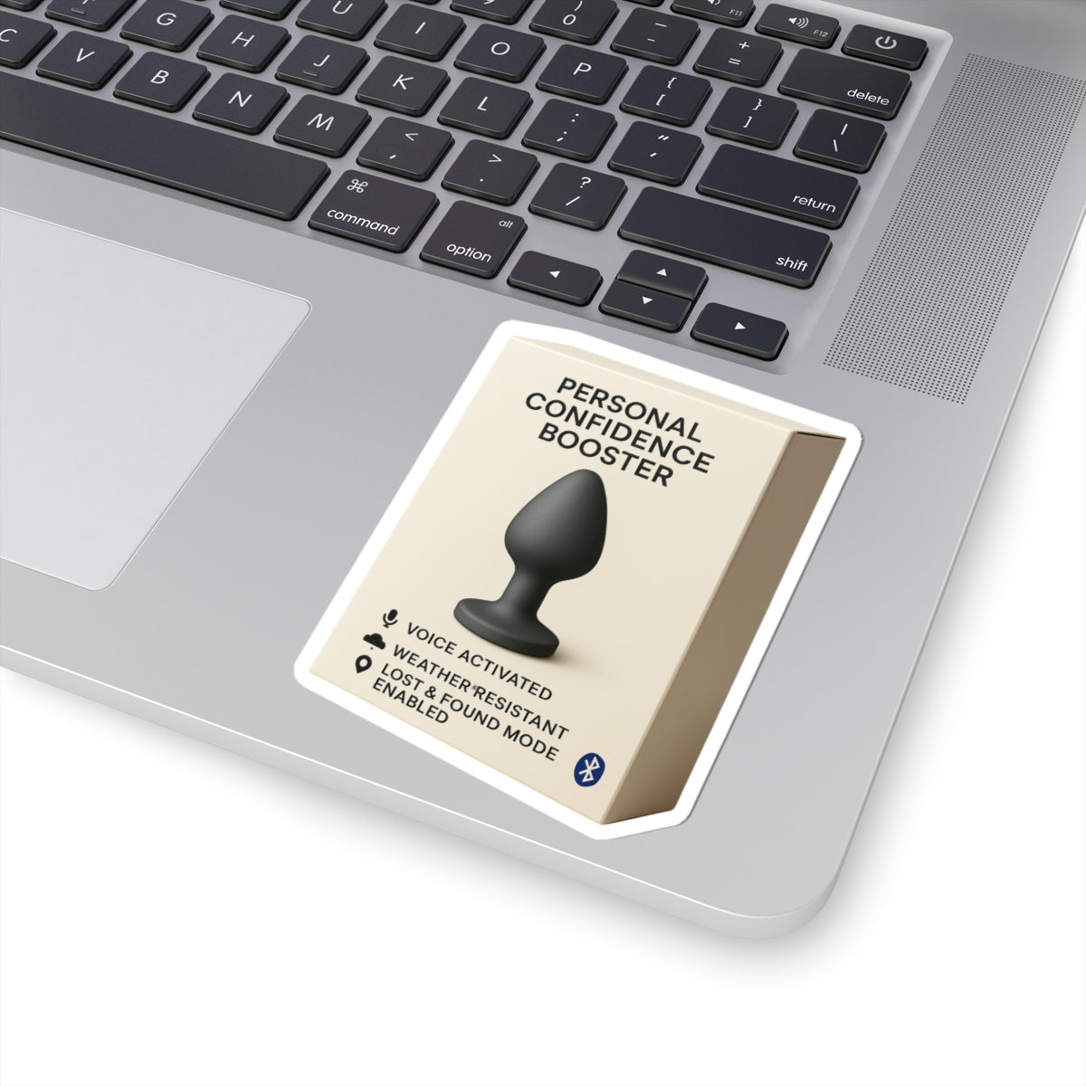 Personal Confidence Booster Sticker – Funny Bluetooth Gadget Parody | Kiss Cut Sticker