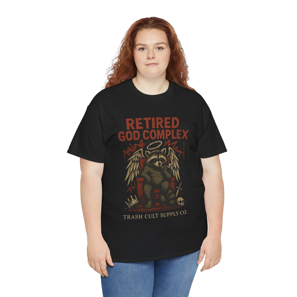 Retired God Complex Raccoon Shirt – Trash Cult Supply Co Grunge Angelcore Graphic Tee