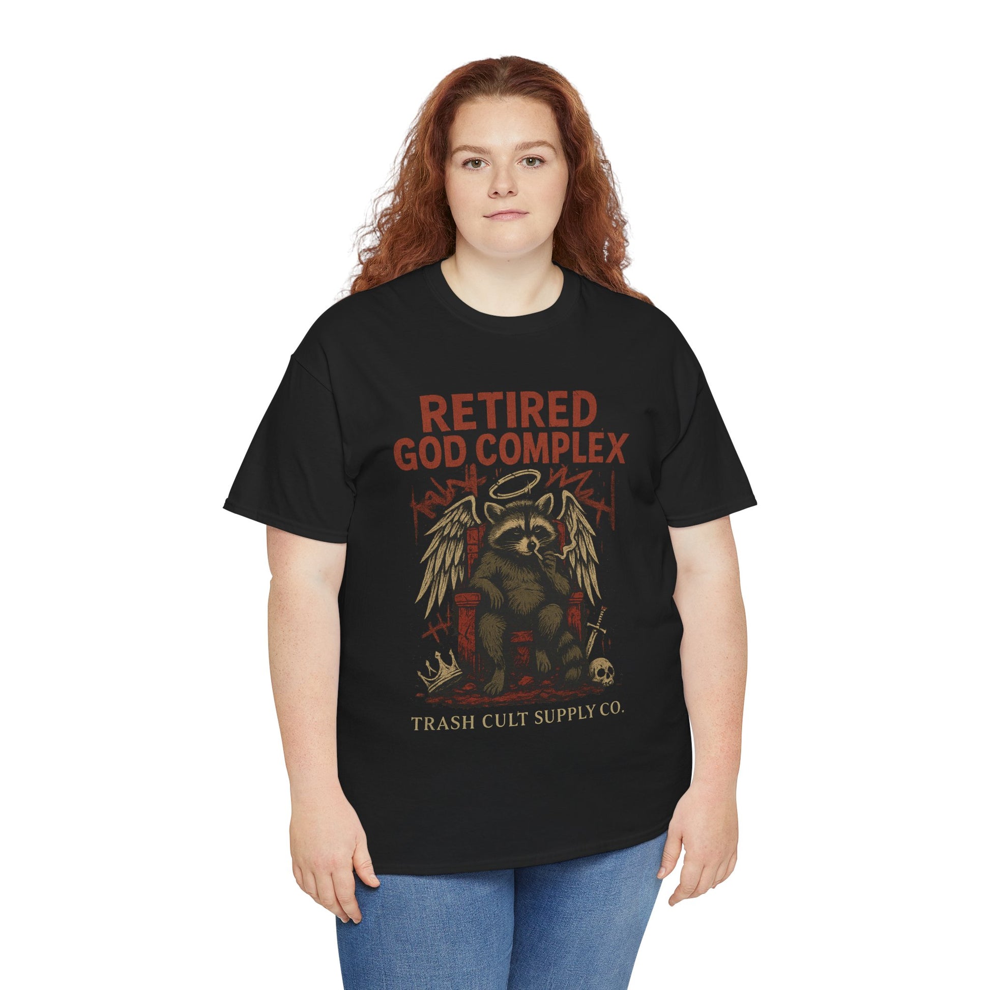 Retired God Complex Raccoon Shirt – Trash Cult Supply Co Grunge Angelcore Graphic Tee