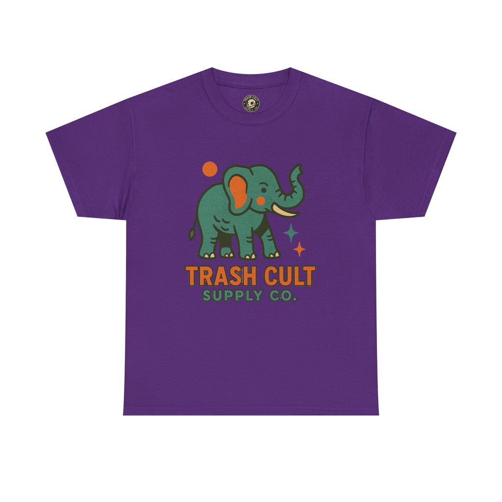Trash Cult Elephant Unisex Heavy Cotton Tee, Eco-Friendly Shirt, Cool Casual Tee, Gift for Animal Lovers, Vintage Style T-Shirt