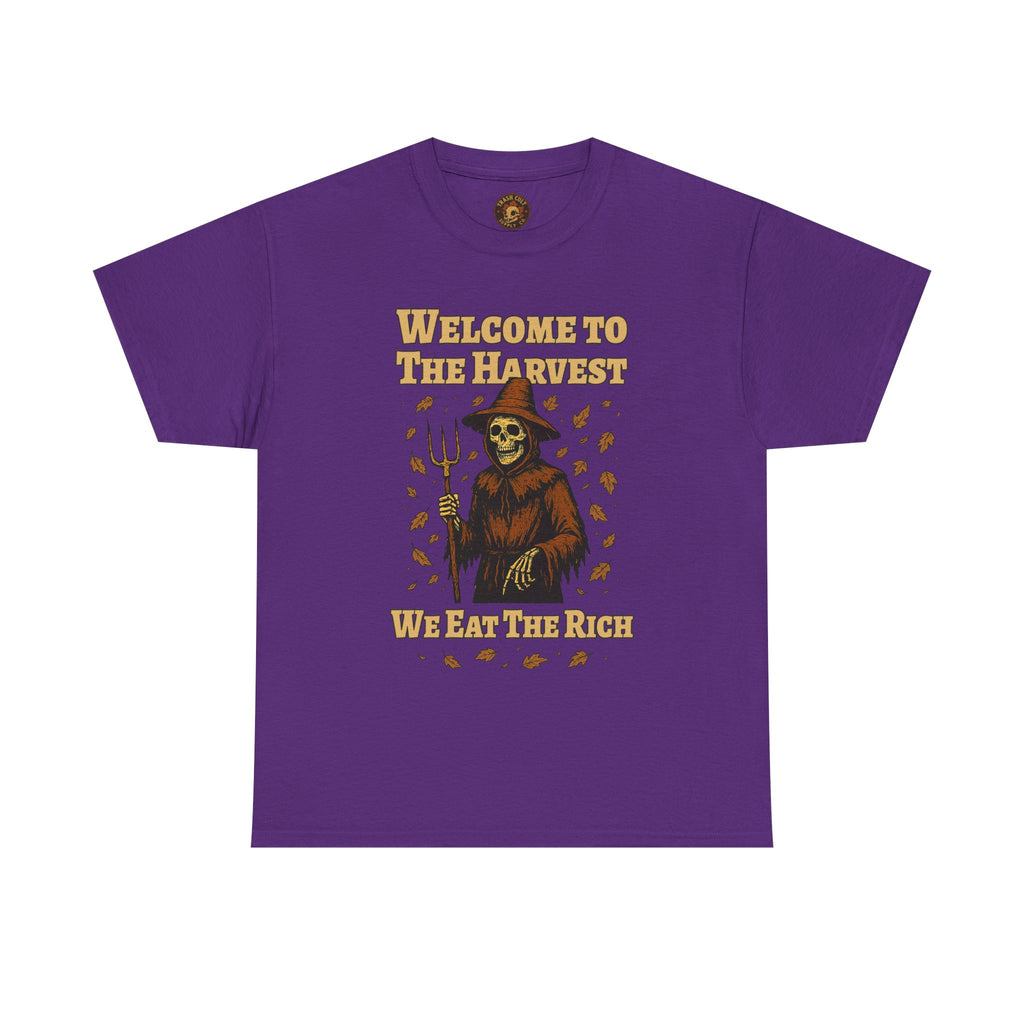 Eat the Rich Shirt – Welcome to the Harvest Skeleton Scarecrow Tee – Fall of Humanity Collection – Trash Cult Supply Co.