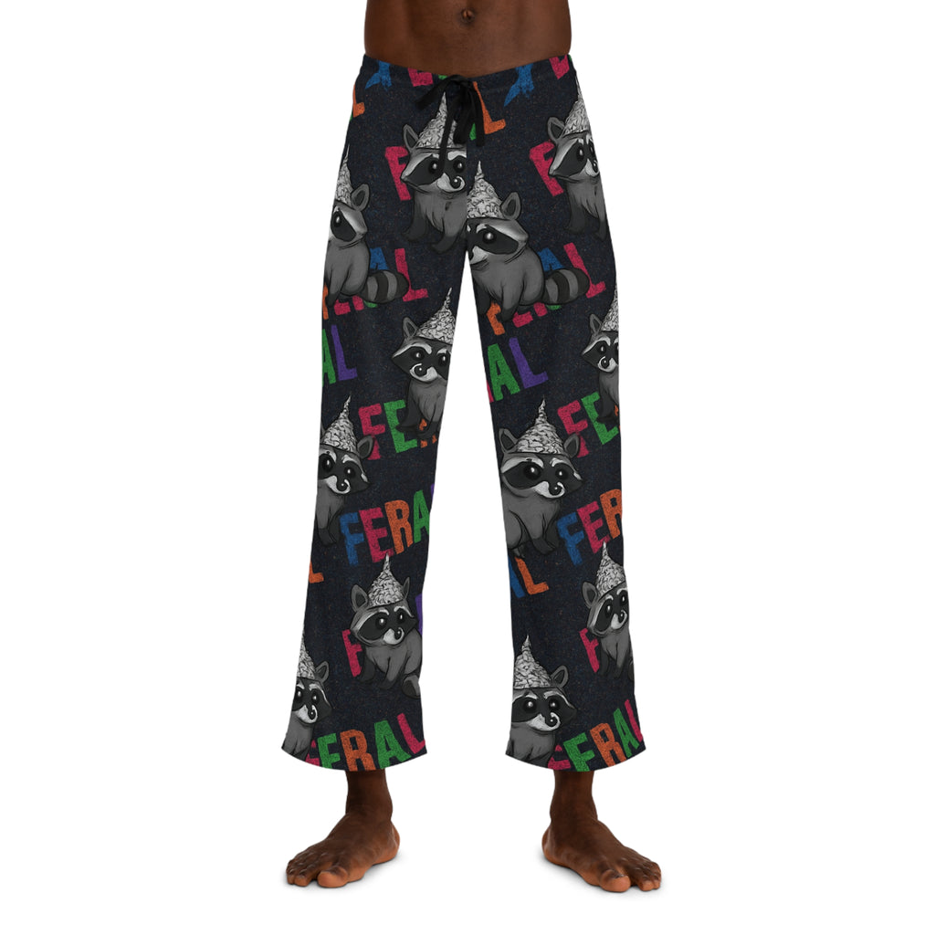 Feral Raccoon Men's Pajama Pants, Comfy Lounge Pants for Cozy Nights, Cute Sleepwear, Fun Gift for Animal Lovers, Perfect for Relaxing