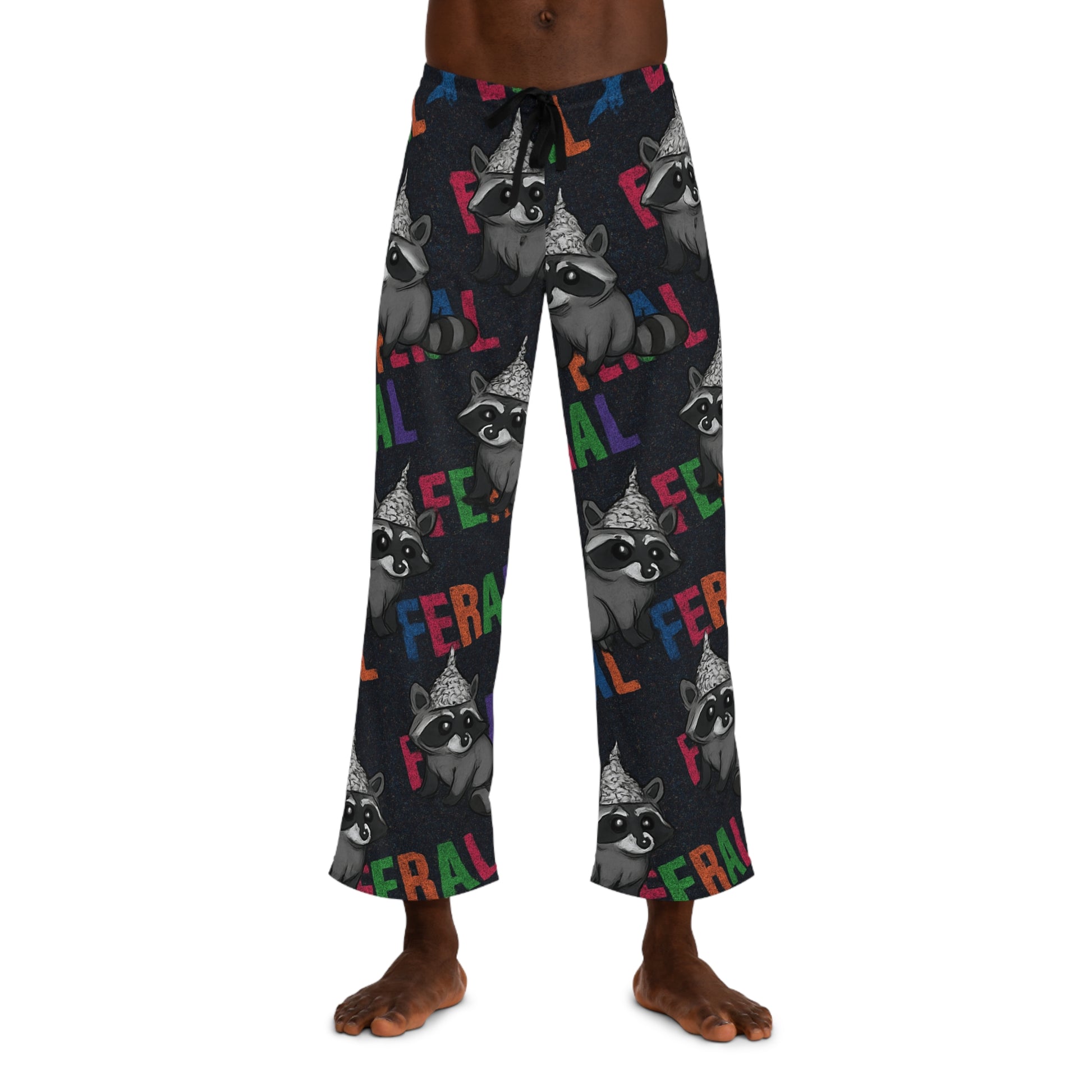 Feral Raccoon Men's Pajama Pants, Comfy Lounge Pants for Cozy Nights, Cute Sleepwear, Fun Gift for Animal Lovers, Perfect for Relaxing