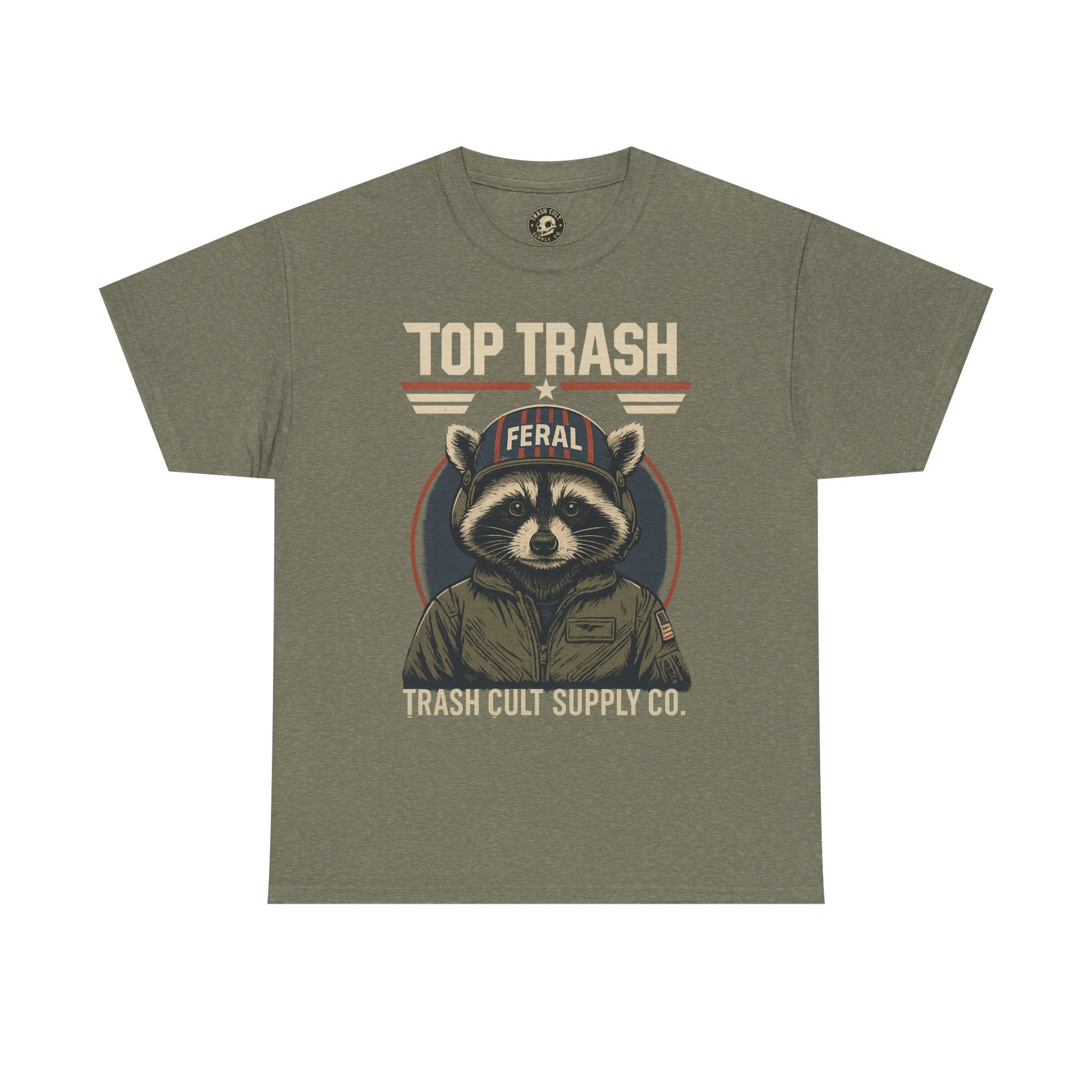Feral Top Trash Raccoon Pilot Shirt – Trash Cult Supply Co. Parody Tee
