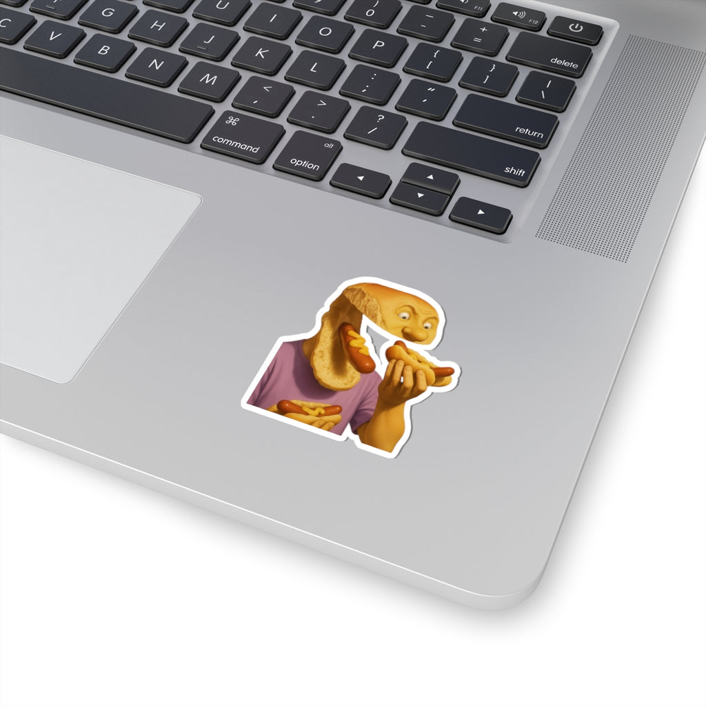 Hot Dog Head Sticker – AI-Generated, Human-Regretted, Perfect for Laptops and Lobotomies