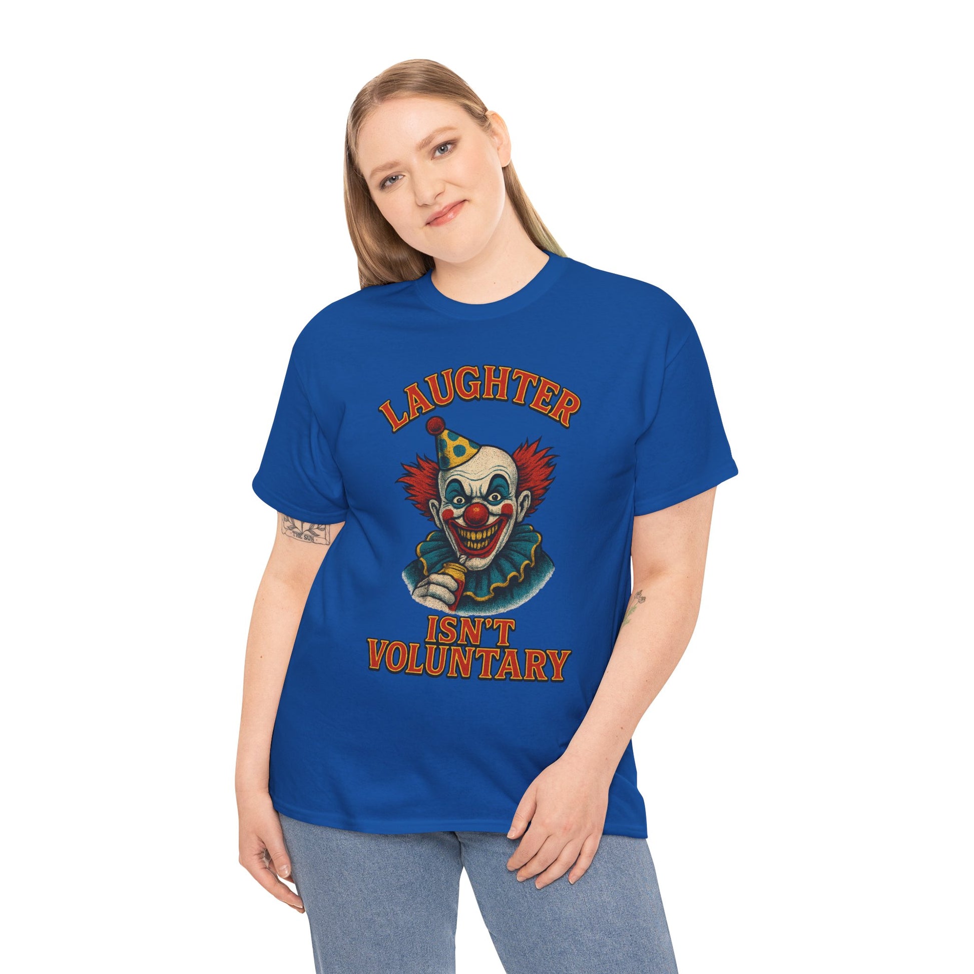 Laughter Isn’t Voluntary Creepy Clown Shirt – Circus Horror Tee – Gildan 5000