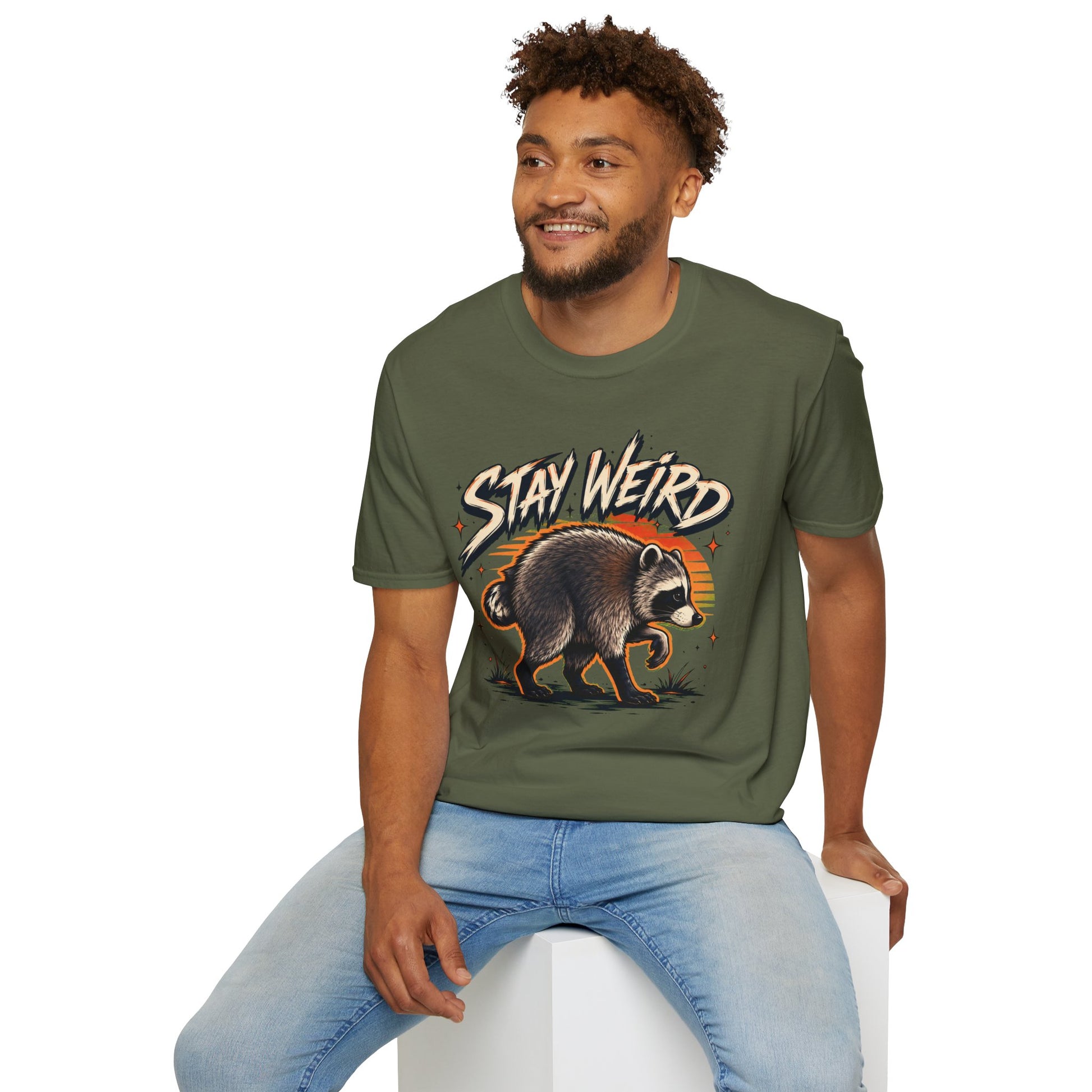 Stay Weird Raccoon Jimothy T-Shirt — Vintage Graphic Tee