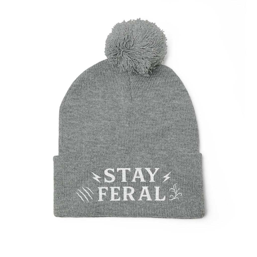 Stay Feral Pom-Pom Knit Cap, Cozy Winter Beanie, Embroidered Hats for Adventurers, Gift for Outdoorsy Friends, Stylish Cold Weather [...]