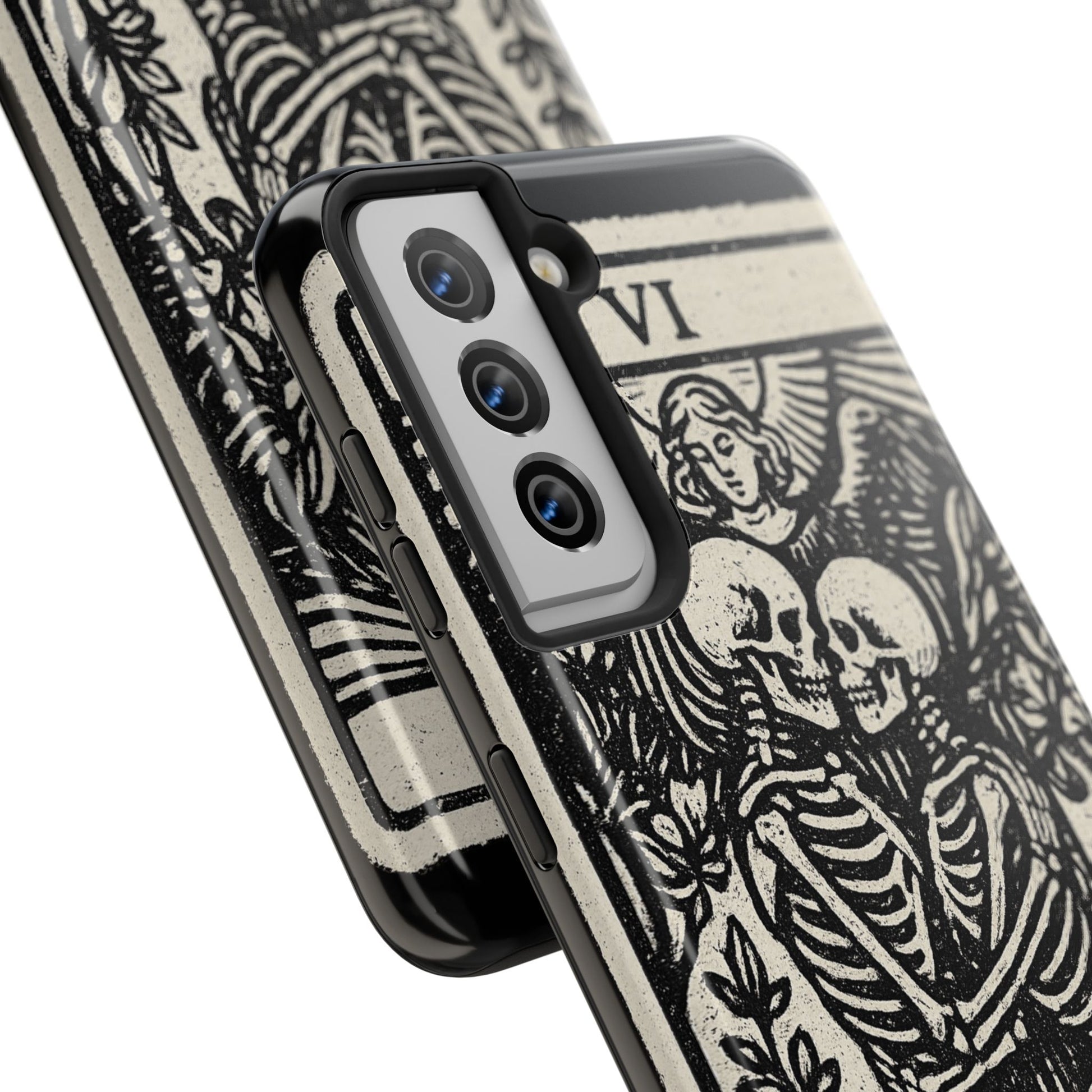 Tough Phone Case with Skeleton Lovers Design, Gothic Phone Cover, Unique Couples Gift, Halloween Accessory, Edgy Tech Design