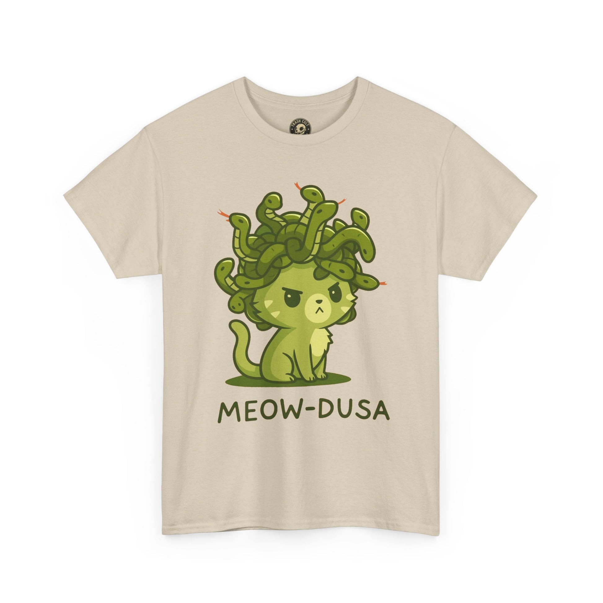 Meow-dusa Funny Cat Medusa T-Shirt – Gildan 5000 Heavy Cotton Tee