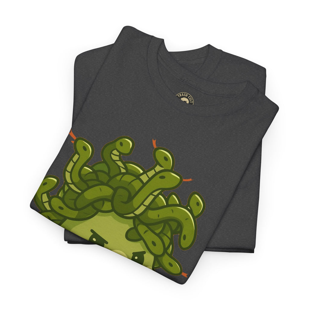 Meow-dusa Funny Cat Medusa T-Shirt – Gildan 5000 Heavy Cotton Tee