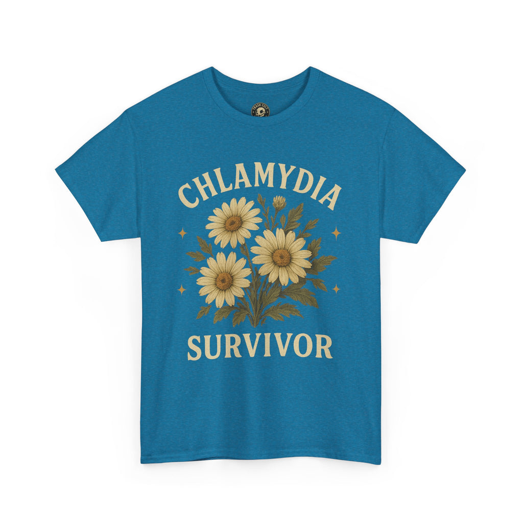 Chlamydia Survivor Vintage Floral Tee – Funny Bold Statement Shirt – Gildan 5000 Unisex Heavy Cotton