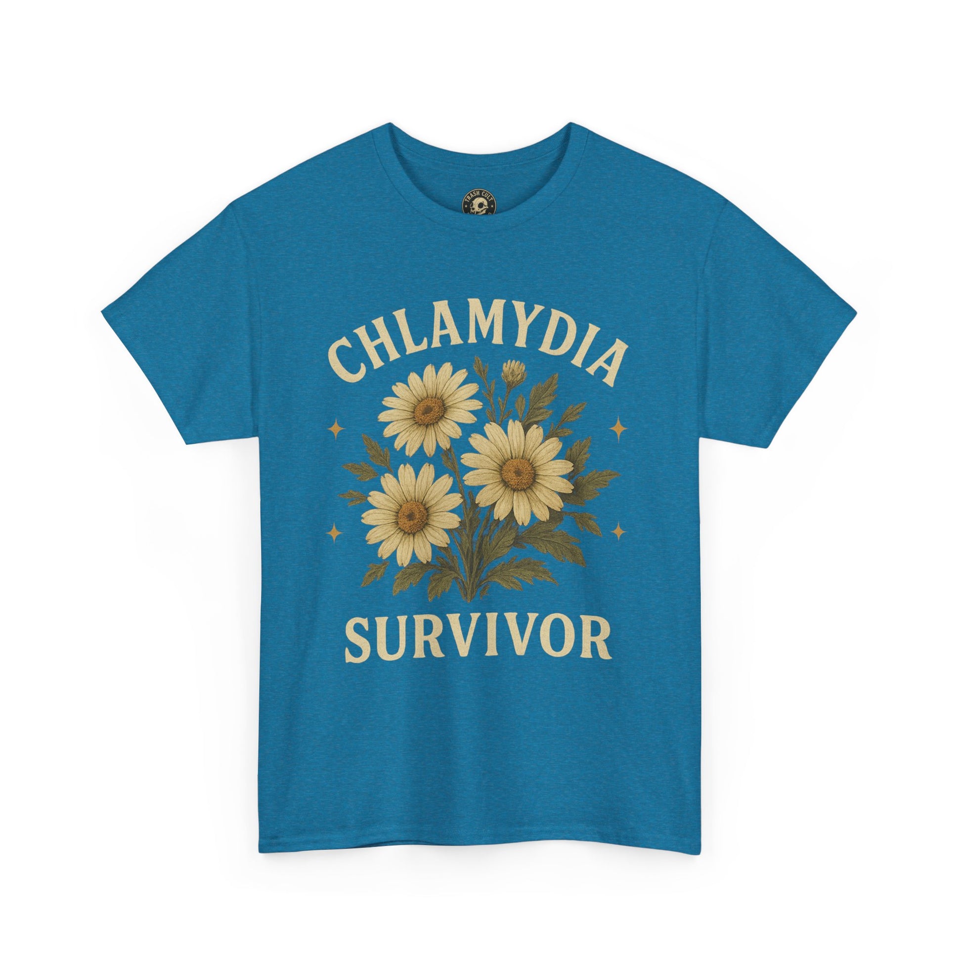 Chlamydia Survivor Vintage Floral Tee – Funny Bold Statement Shirt – Gildan 5000 Unisex Heavy Cotton