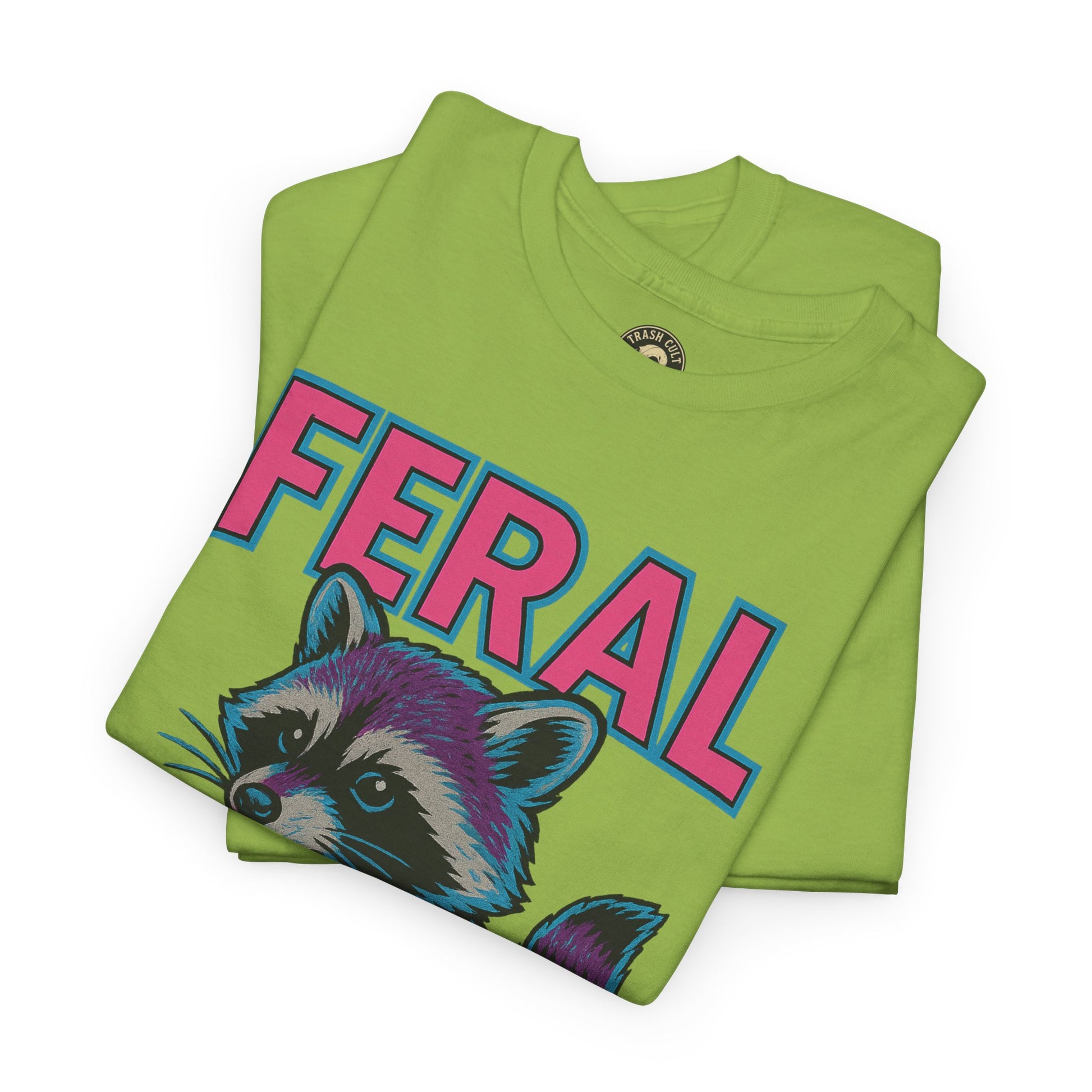 FERAL Raccoon 80s Retro Shirt – Trash Cult Supply Co. – Gildan 5000 Tee