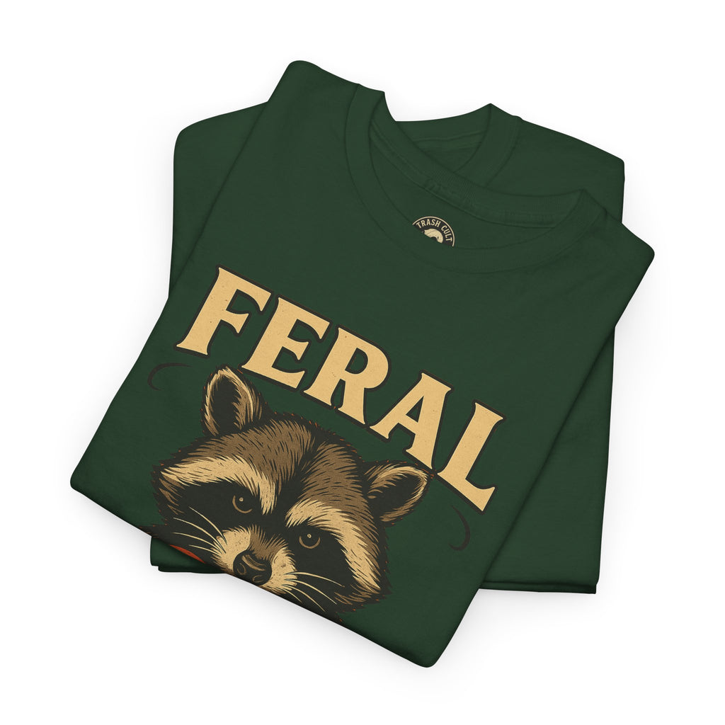 Feral Raccoon Tee - Unisex Heavy Cotton Tee, Cute Animal Shirt, Trendy Graphic Tee, Fun Gift for Animal Lovers, Casual Everyday Wear