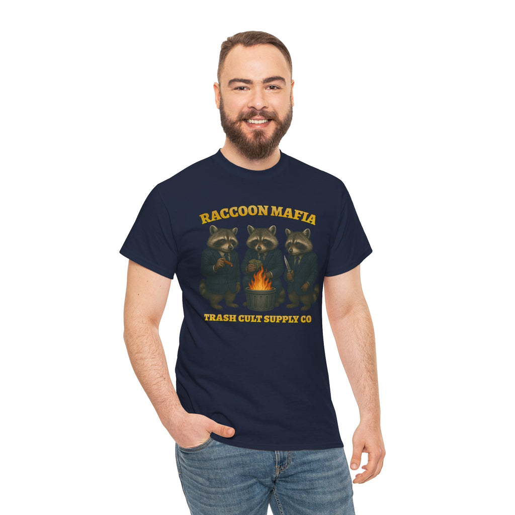 Raccoon Mafia T-Shirt – Realistic Gangster Raccoons in Suits | Trash Cult Supply Co | Gildan 5000