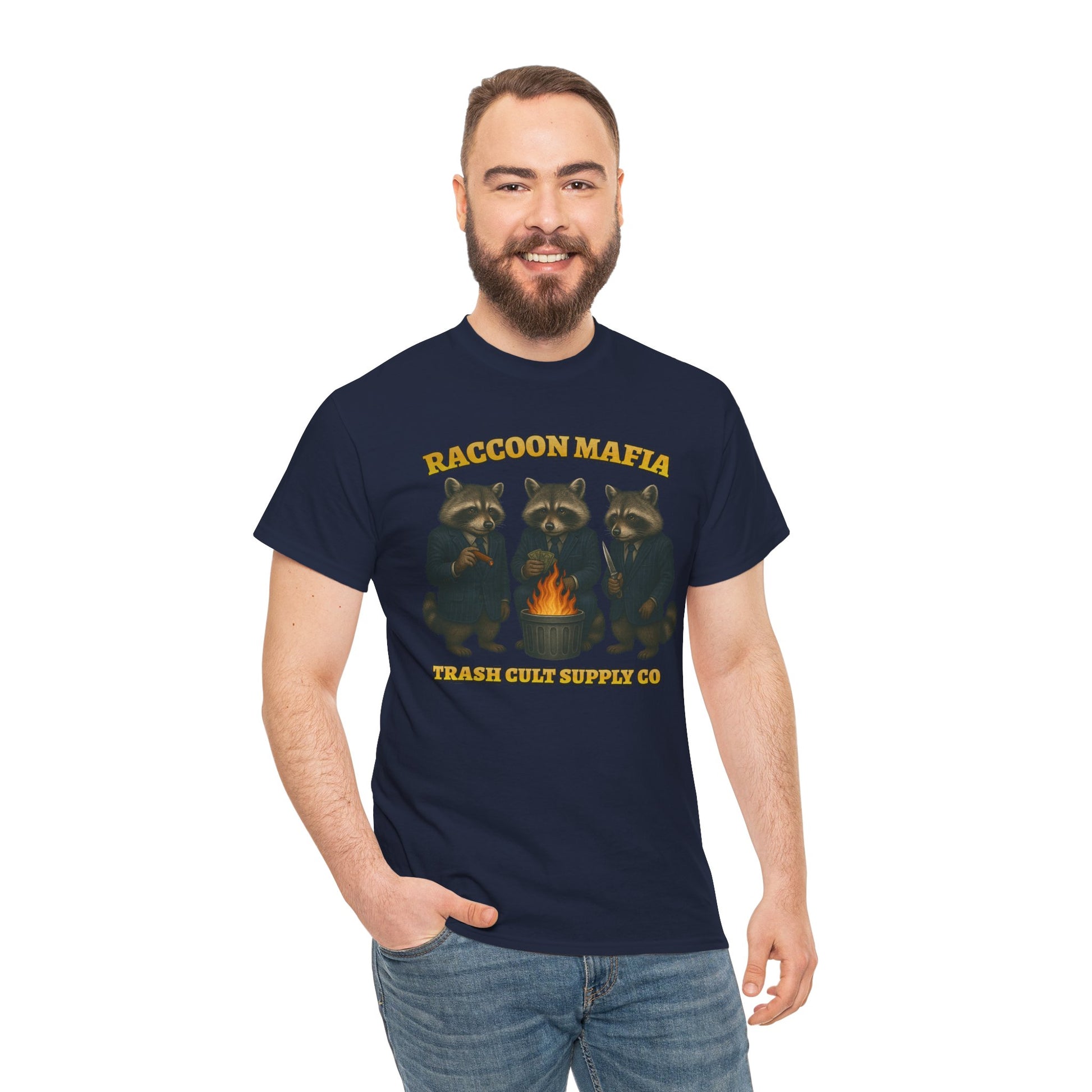 Raccoon Mafia T-Shirt – Realistic Gangster Raccoons in Suits | Trash Cult Supply Co | Gildan 5000