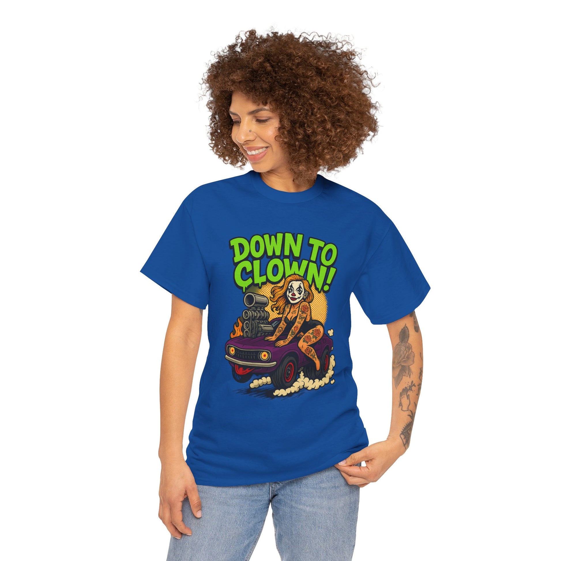 Unisex Graphic Tee | Down to Clown T-Shirt, Fun Statement Shirt, Casual Wear, Gift for Friends, Festivals, Halloween