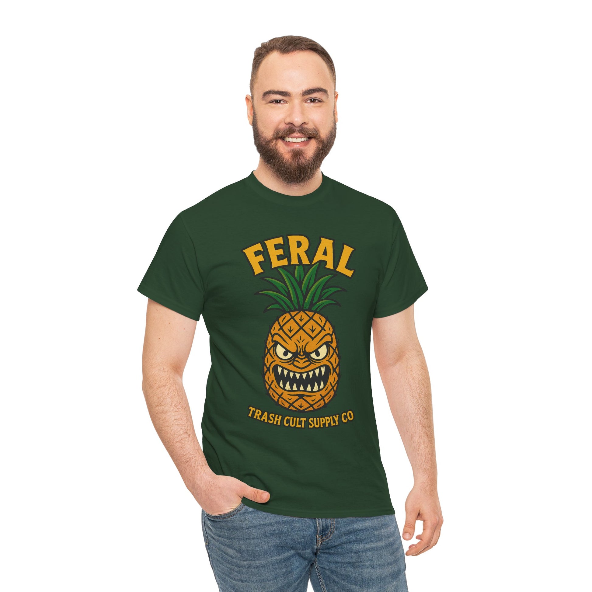 Feral Evil Pineapple Shirt – Aggressive Fruit Trashcore Tee – Gildan 5000 Unisex