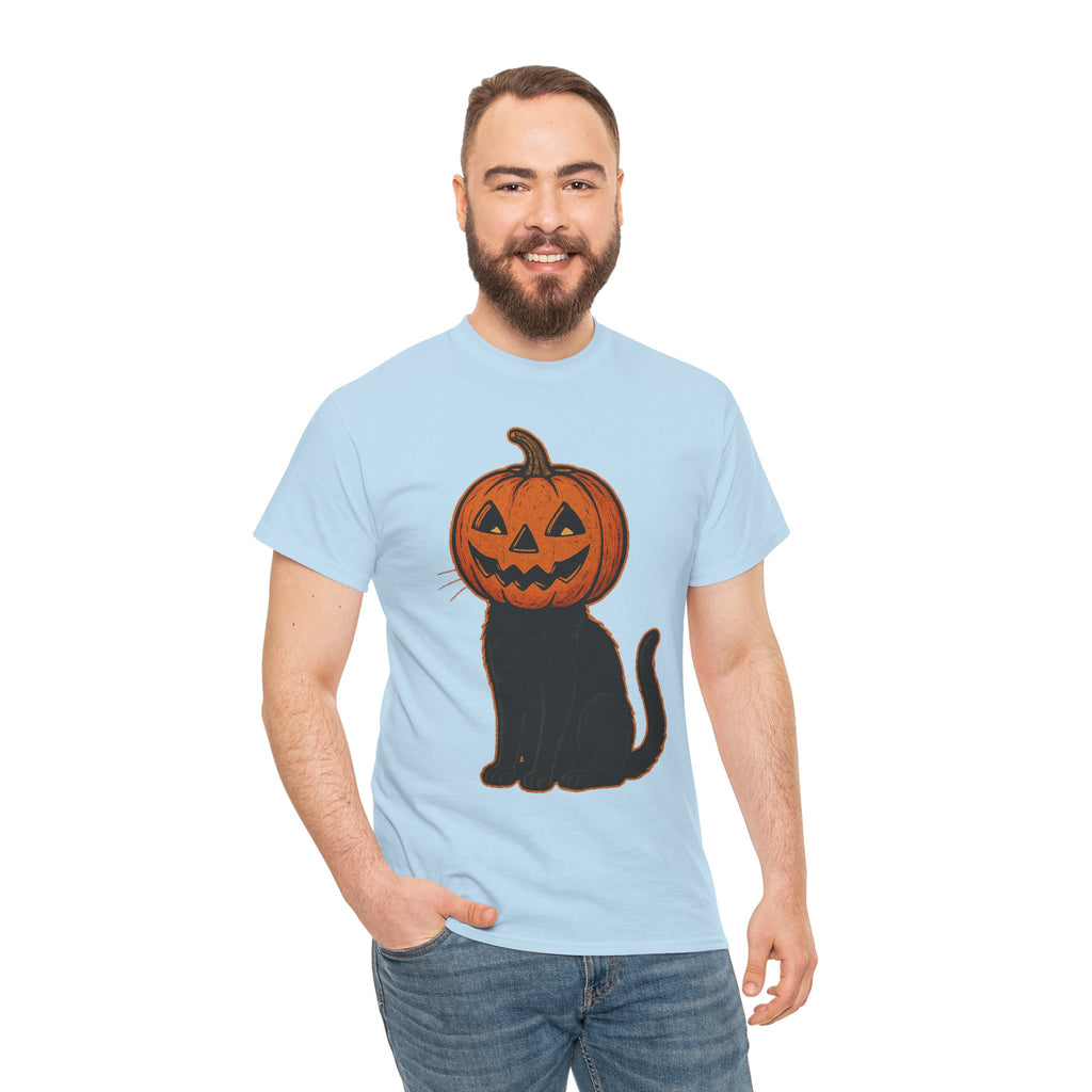 Black Cat Pumpkin Head Halloween T-Shirt – Jack O’Lantern Cat Design
