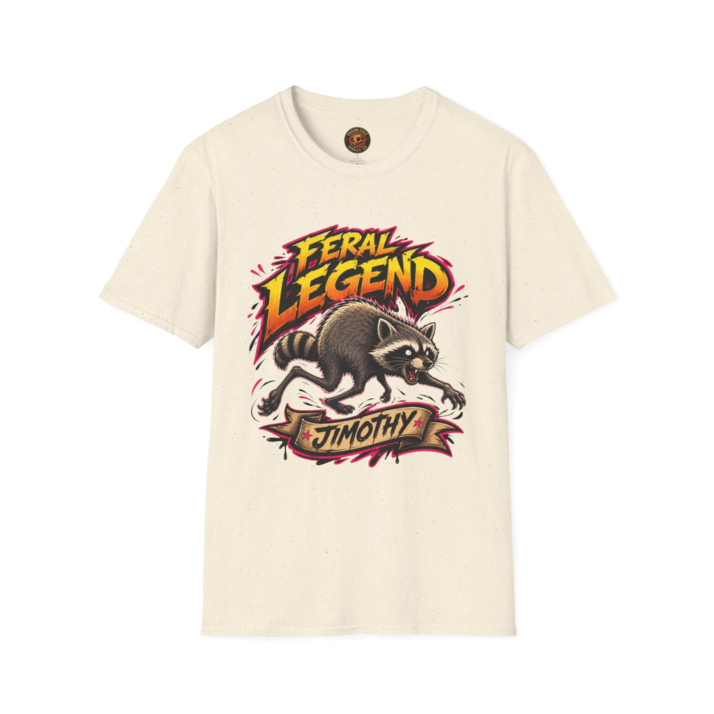Feral Legend Raccoon Jimothy T-Shirt — Bold Graphic Tee