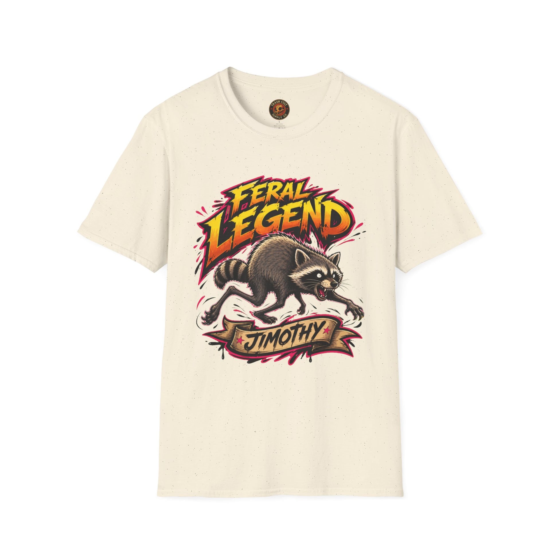 Feral Legend Raccoon Jimothy T-Shirt — Bold Graphic Tee