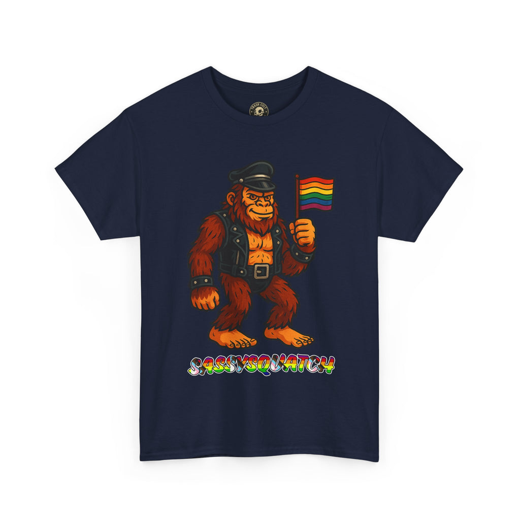 Sassysquatch Graphic Tee – Funny Bigfoot Pride Shirt – LGBTQ Leather Bear T-Shirt – Gildan 5000 Unisex Cotton Tee