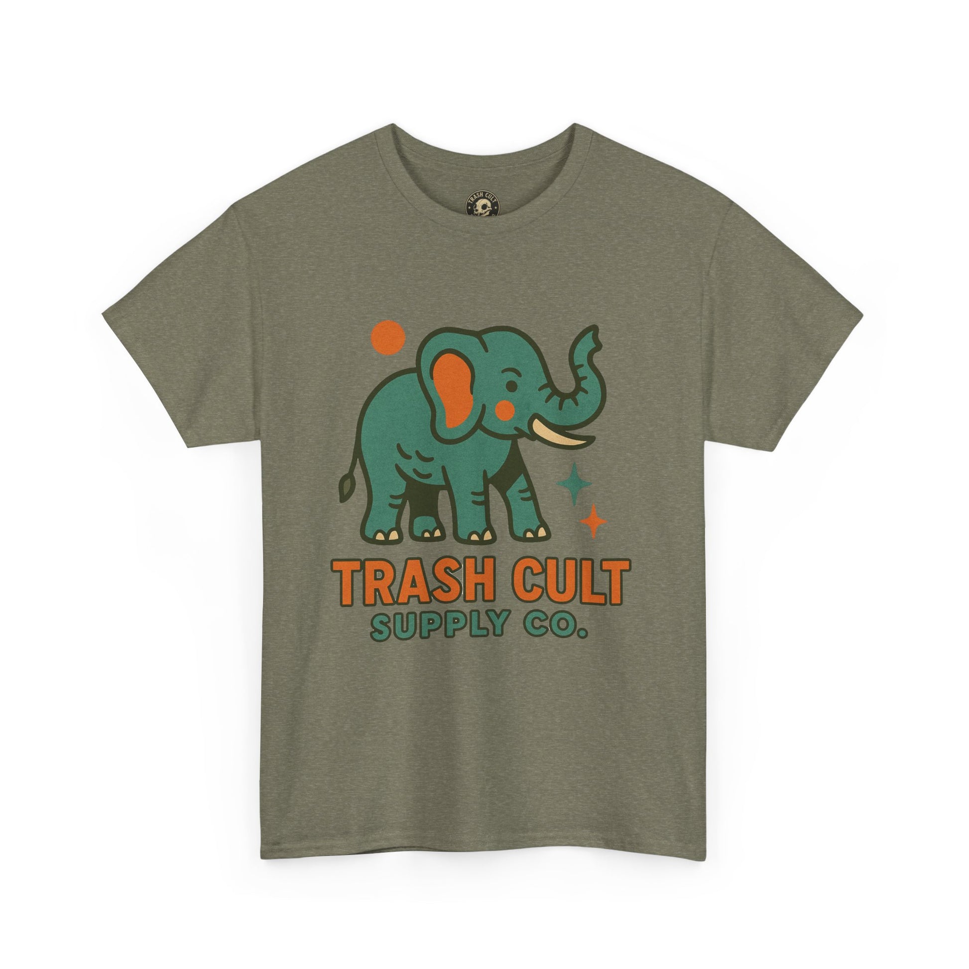 Trash Cult Elephant Unisex Heavy Cotton Tee, Eco-Friendly Shirt, Cool Casual Tee, Gift for Animal Lovers, Vintage Style T-Shirt