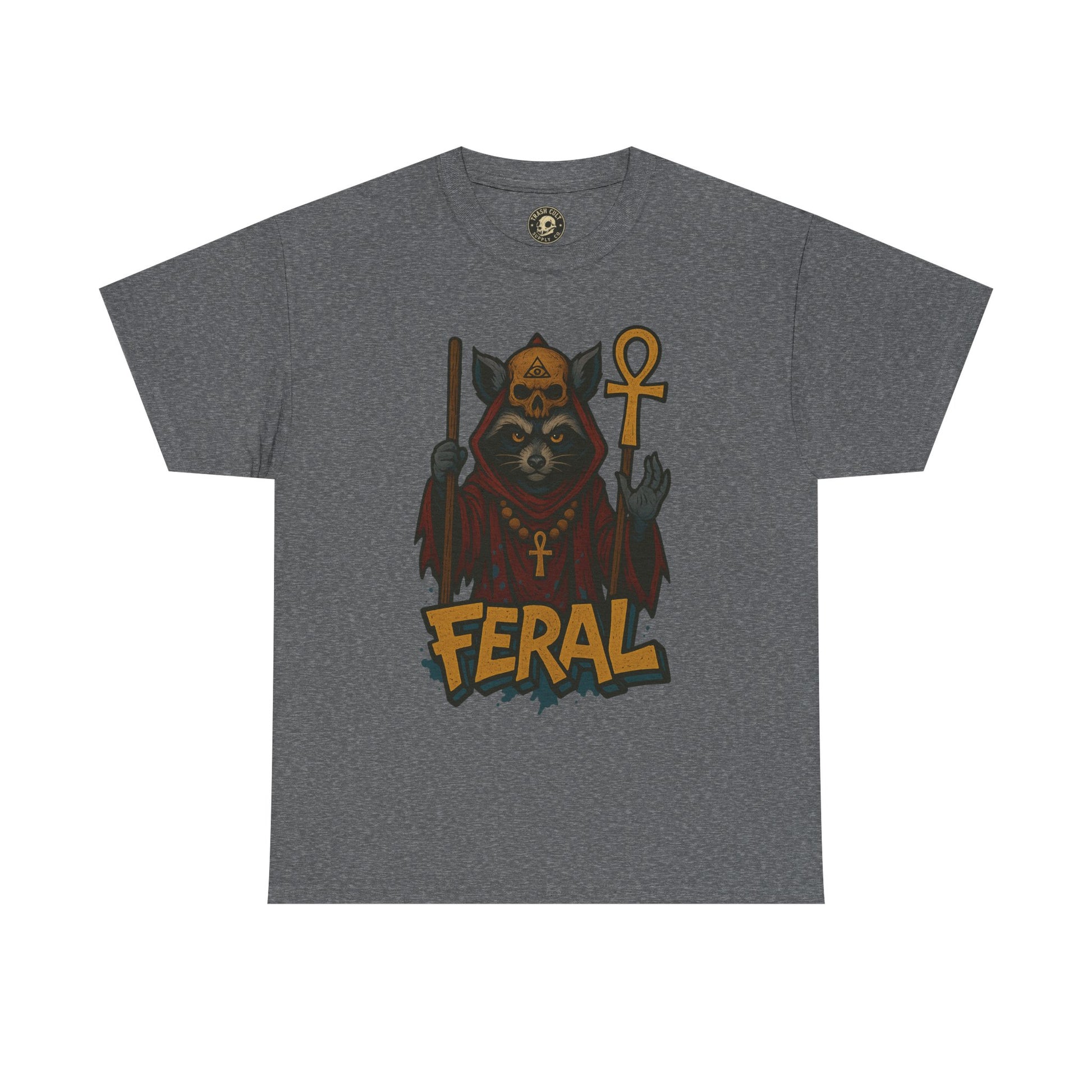 FERAL Raccoon Cult Leader Shirt – Graffiti Style Streetwear Tee | Bold Trashcore Design on Gildan 5000