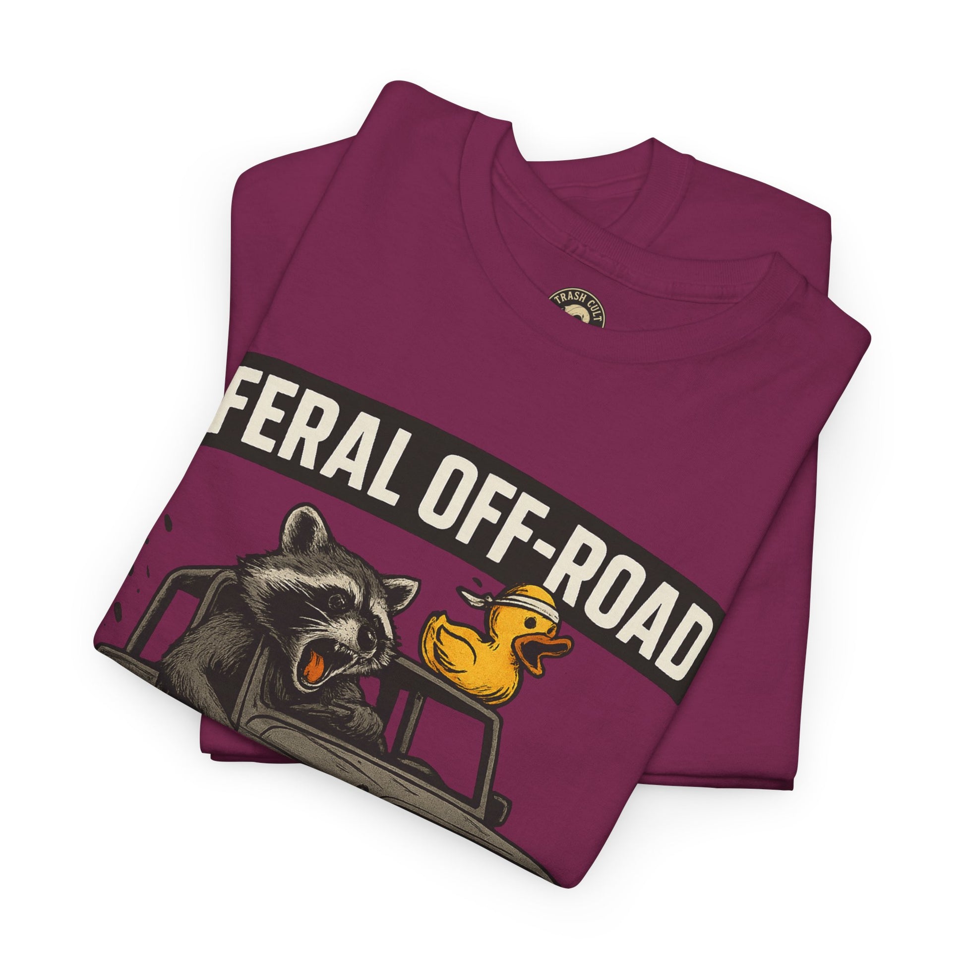 Feral Off-Road Raccoon Jeep Shirt – Mud Slinging Chaos | Trash Cult Supply Co | Gildan 5000 Tee