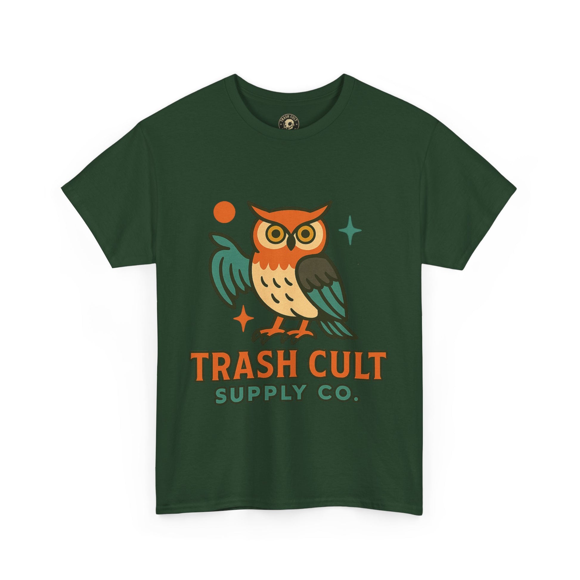 Vintage Owl Graphic Tee, Unisex Heavy Cotton Tee, Trash Cult Shirt, Nature Lover Gift, Eco-Friendly Apparel