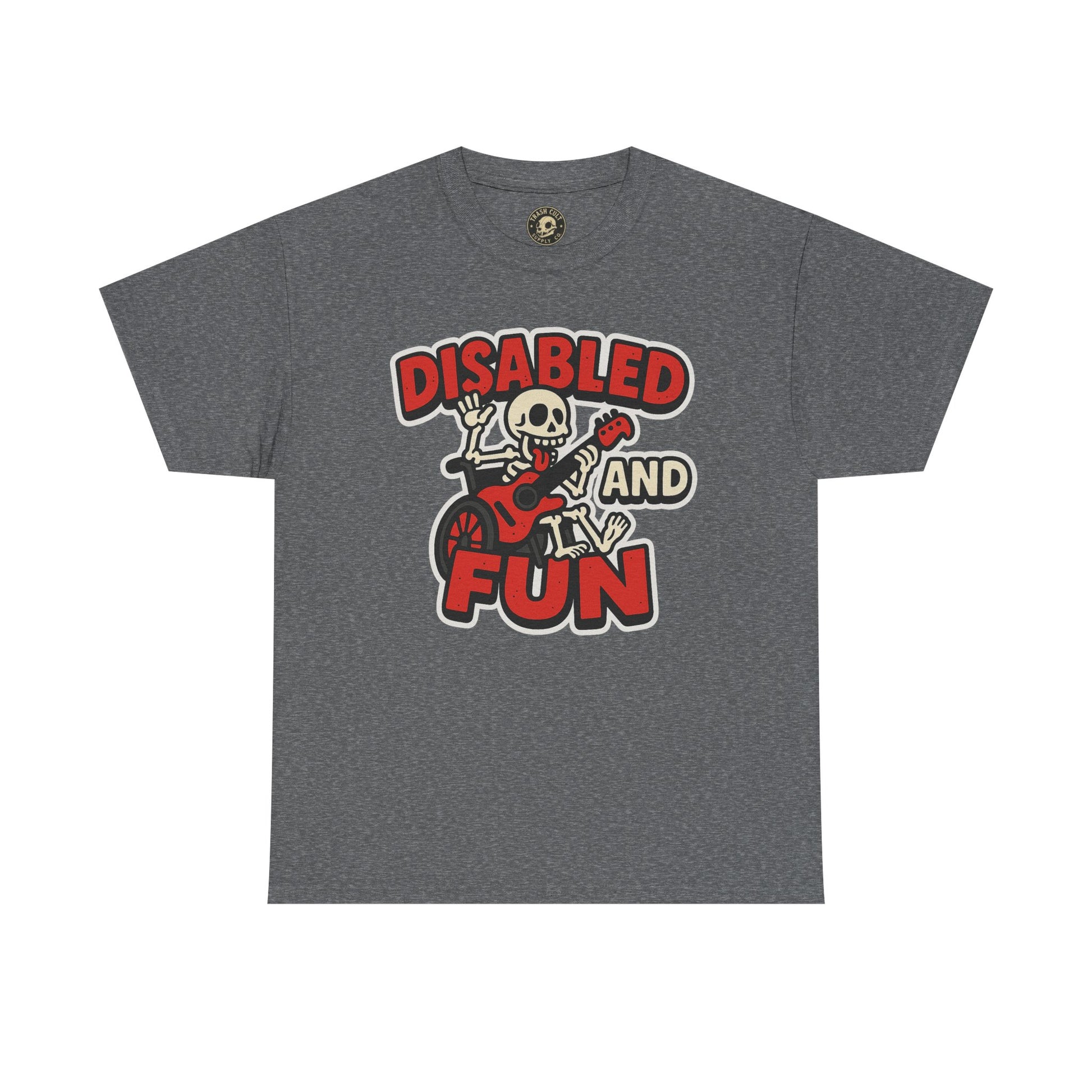 Disabled and Fun Unisex Heavy Cotton Tee, Casual Shirt, Gift for Friends, Music Lovers Gift, Fun T-Shirt, Halloween Wear, Everyday Comfort