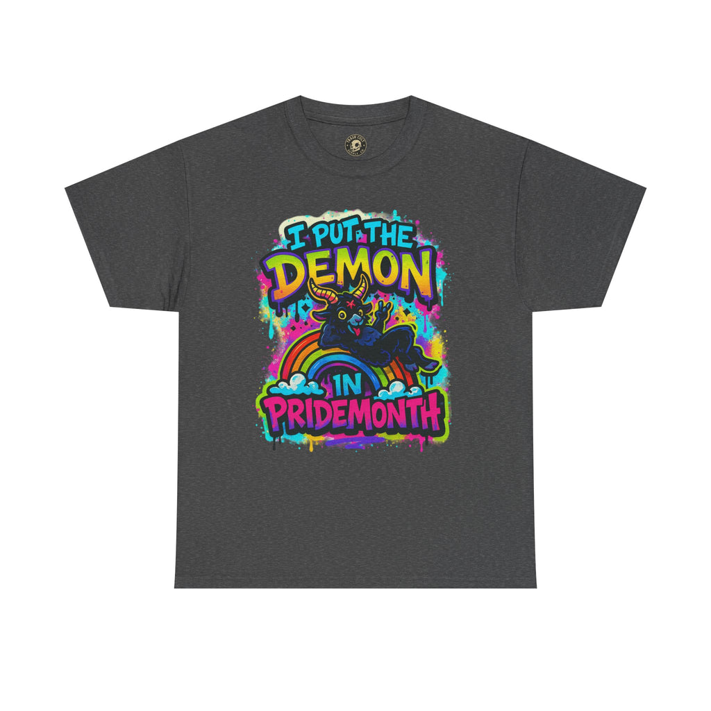 Pride Month Unisex Tee - I Put the Demon in Pride Month, LGBTQ+ Apparel, Rainbow Shirt, Festival Wear, Gift for Allies & Activists