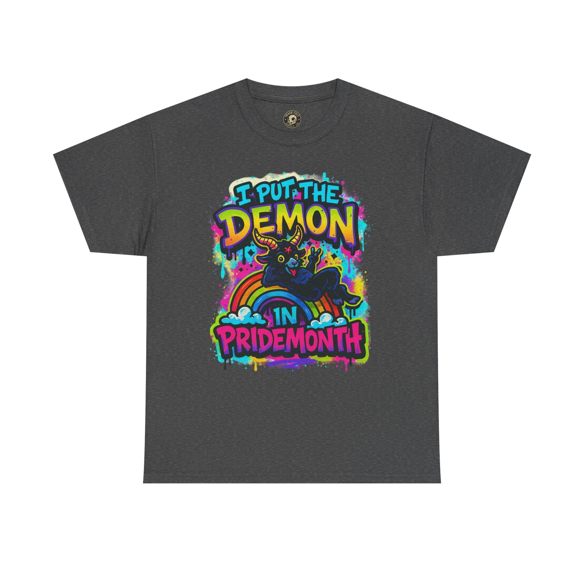 Pride Month Unisex Tee - I Put the Demon in Pride Month, LGBTQ+ Apparel, Rainbow Shirt, Festival Wear, Gift for Allies & Activists